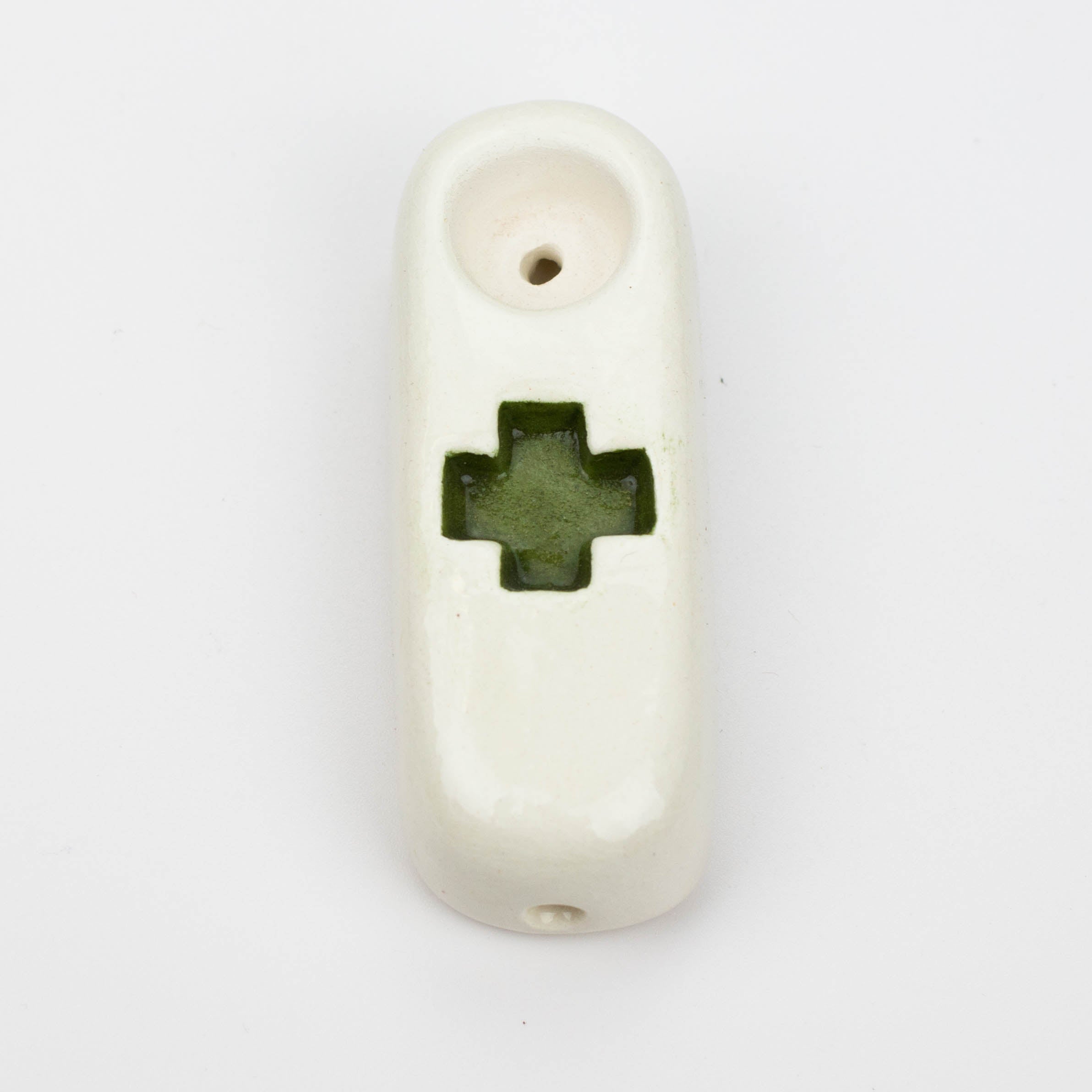 Handmade Ceramic Smoking Pipe [Green Cross]