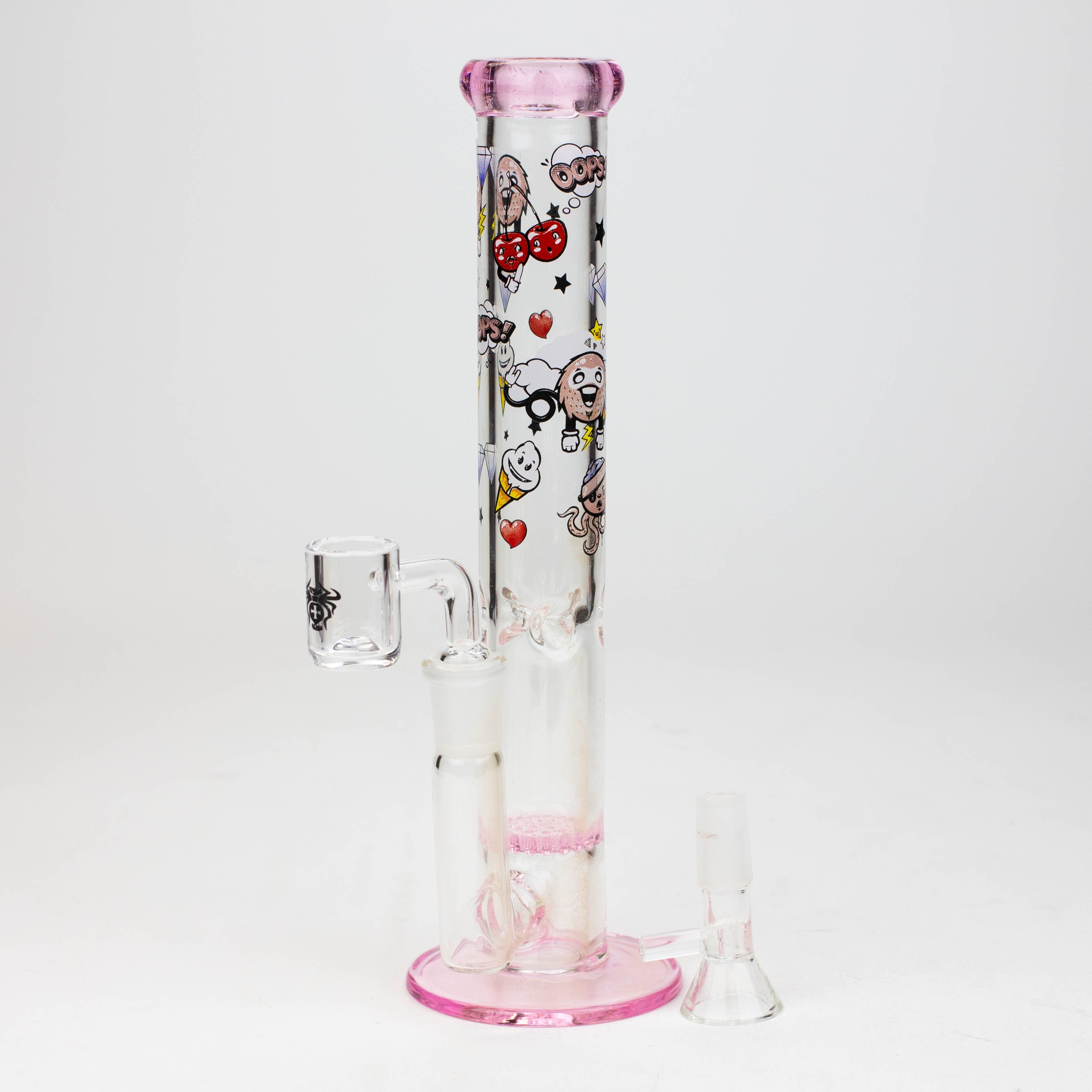 9.5" XTREME 2-1n-1 straight tube glass Bong with honeycomb diffuser [XTR300]