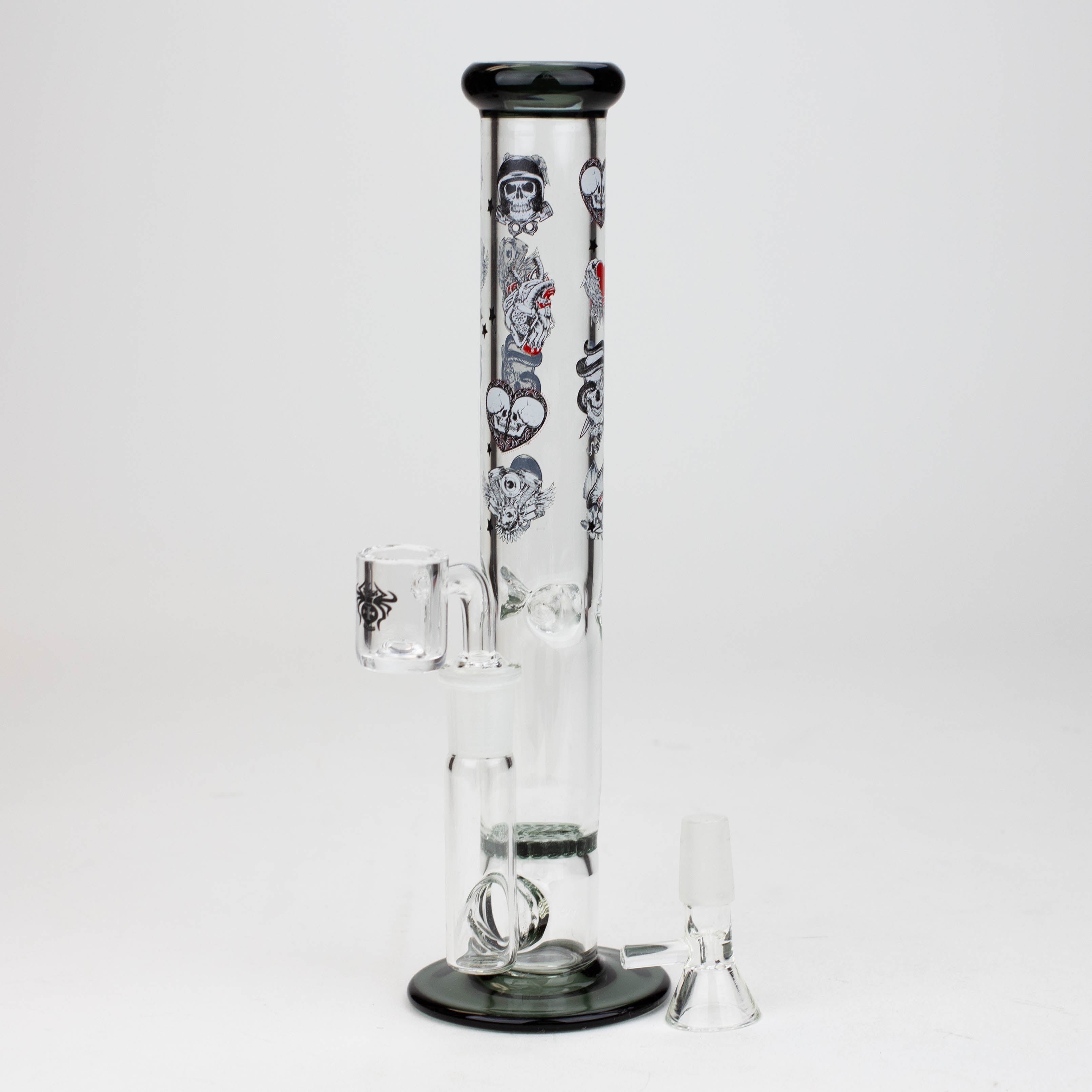 9.5" XTREME 2-1n-1 straight tube glass Bong with honeycomb diffuser [XTR300]