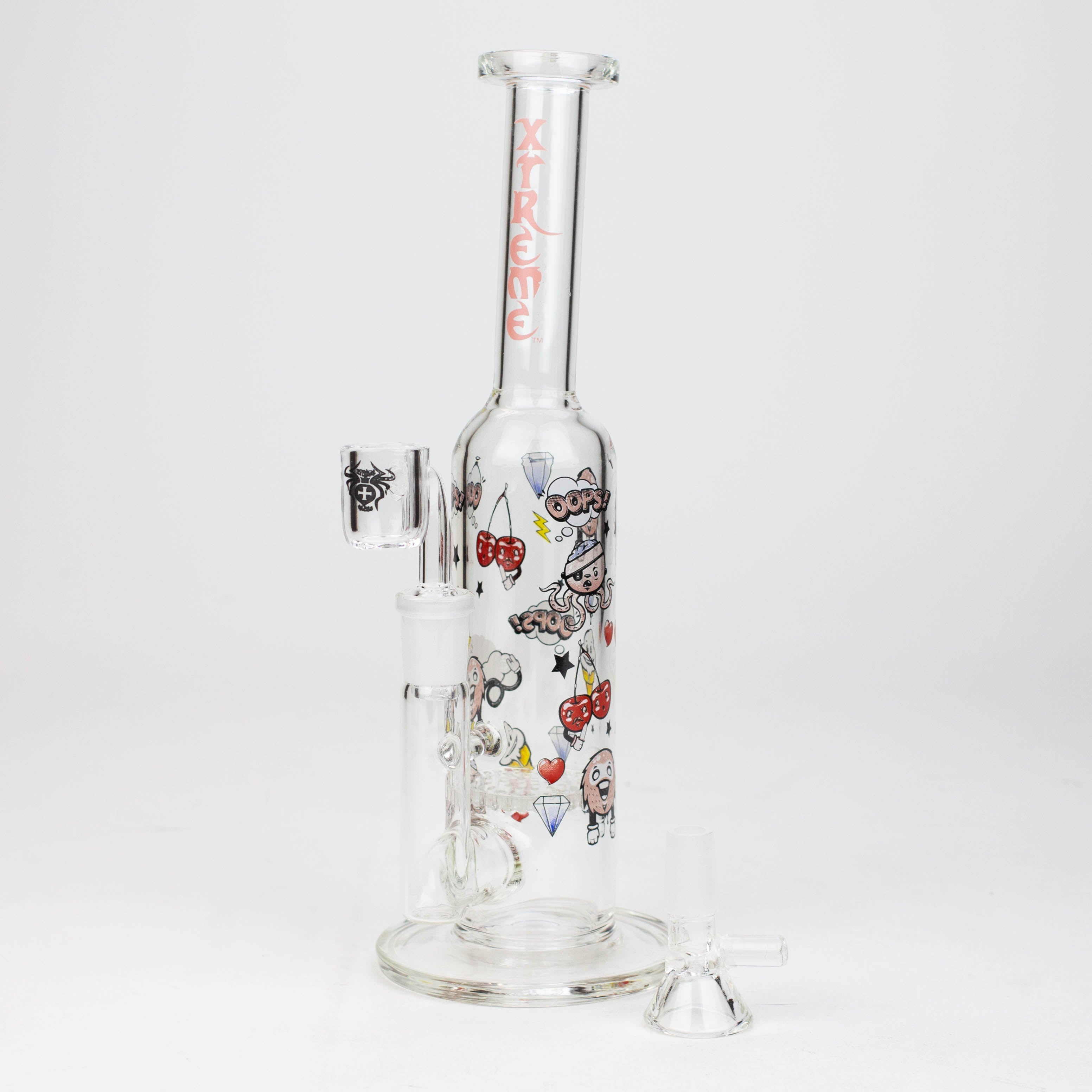 9.5" XTREME 2-in-1 glass Bong with honeycomb diffuser [XTR302]