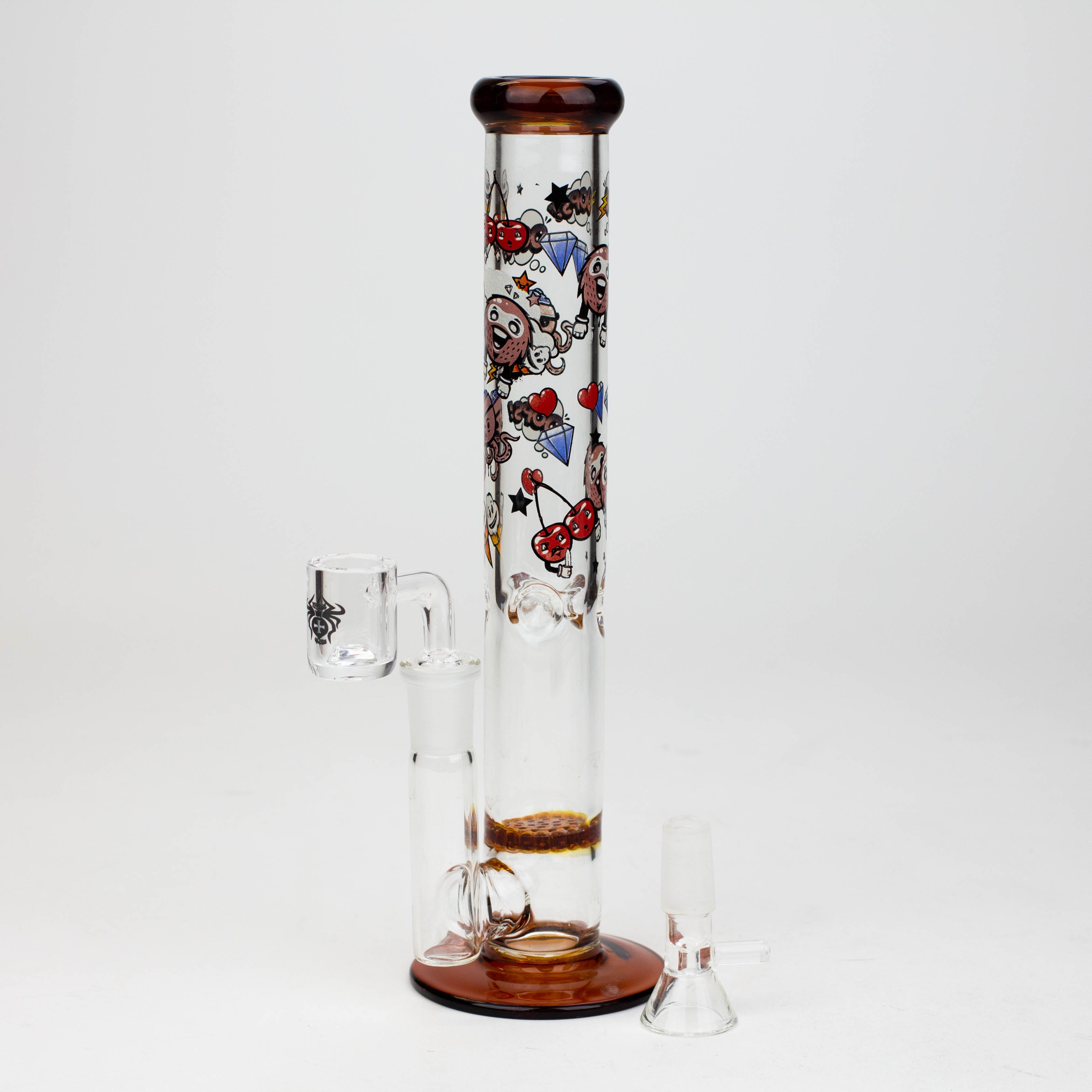 9.5" XTREME 2-1n-1 straight tube glass Bong with honeycomb diffuser [XTR300]