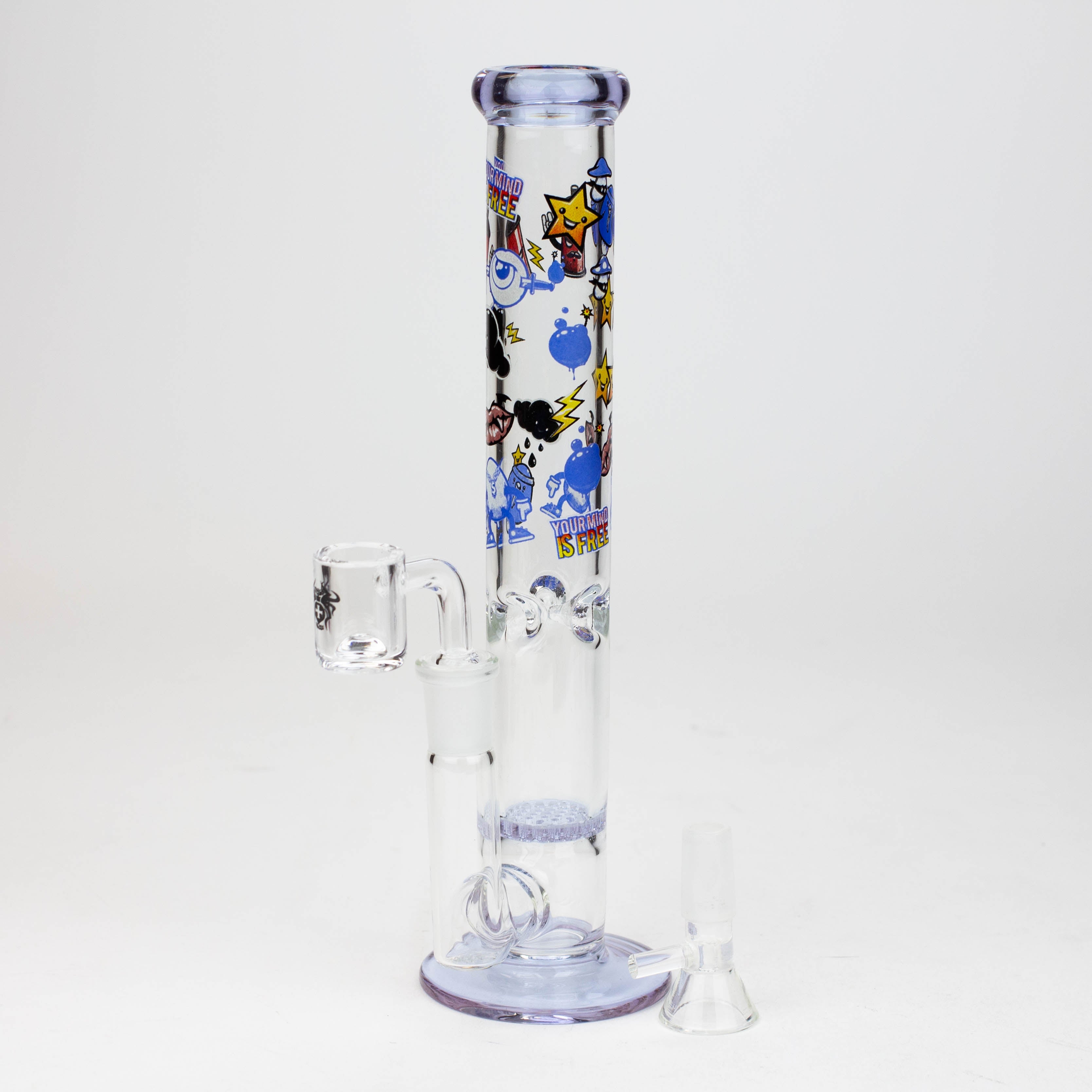 9.5" XTREME 2-1n-1 straight tube glass Bong with honeycomb diffuser [XTR300]