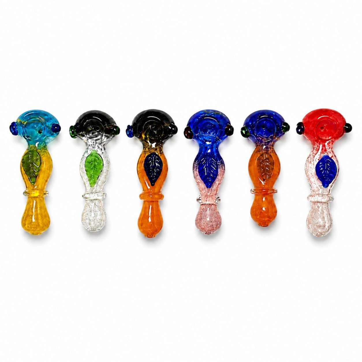 3" Leaf Design Glass Hand Pipe