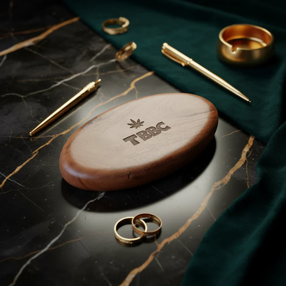 TBBC | Natural Hardwood oval Rolling Tray
