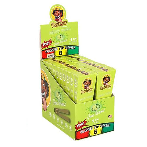 Honeypuff | 1 1/4 Size Fruit flavor tip 6pk Hemp cones Box of 20