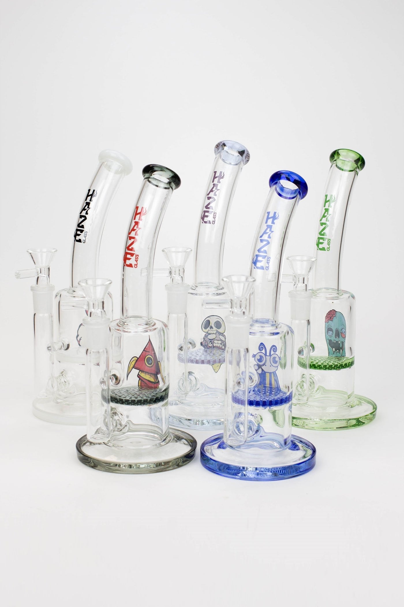 8" HAZE 2-in-1 Honeycomb diffuser Bent neck Dab Rig
