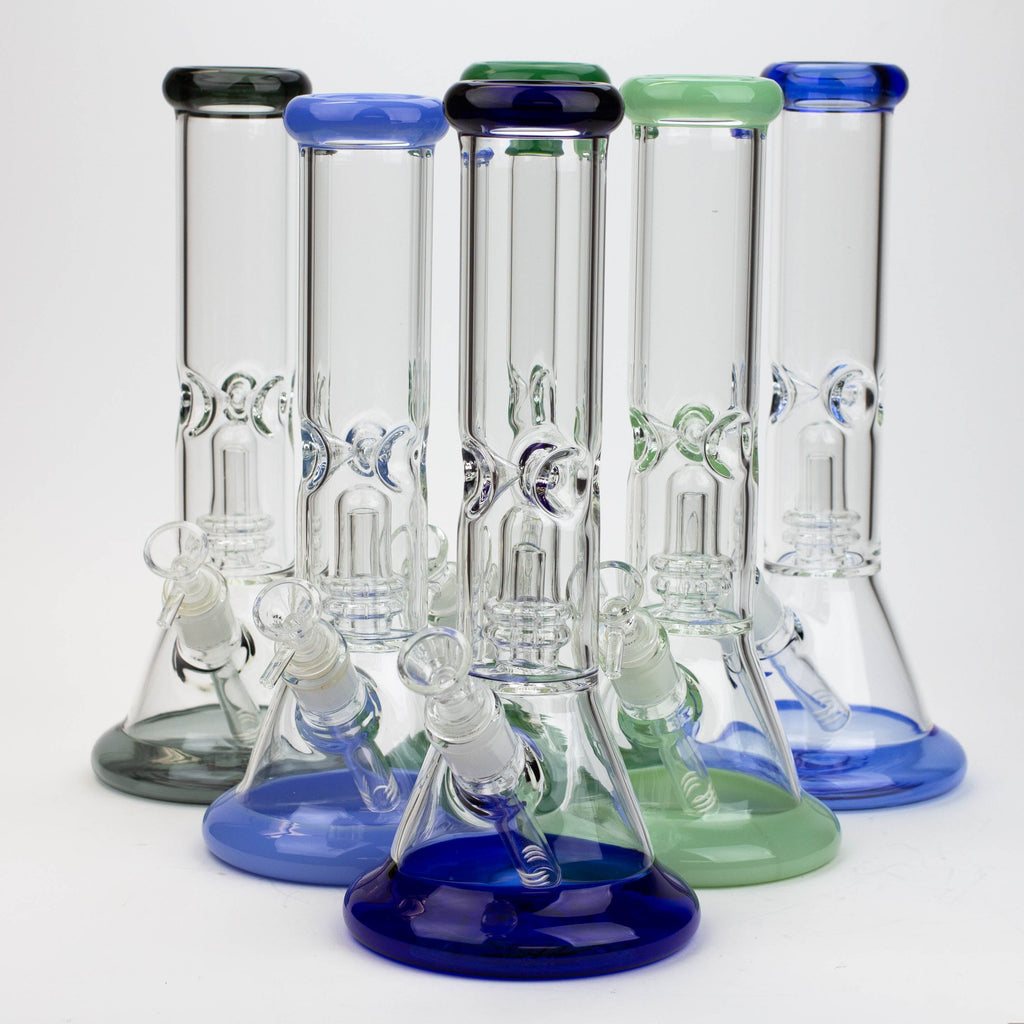 12" Color Bottom Glass Bong with shower head [C1503]