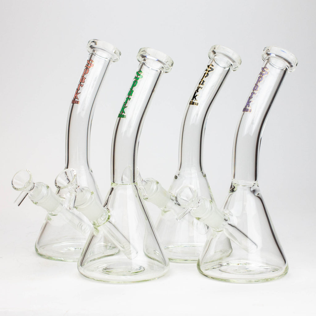10" SPARK beaker thick glass bent neck water bong