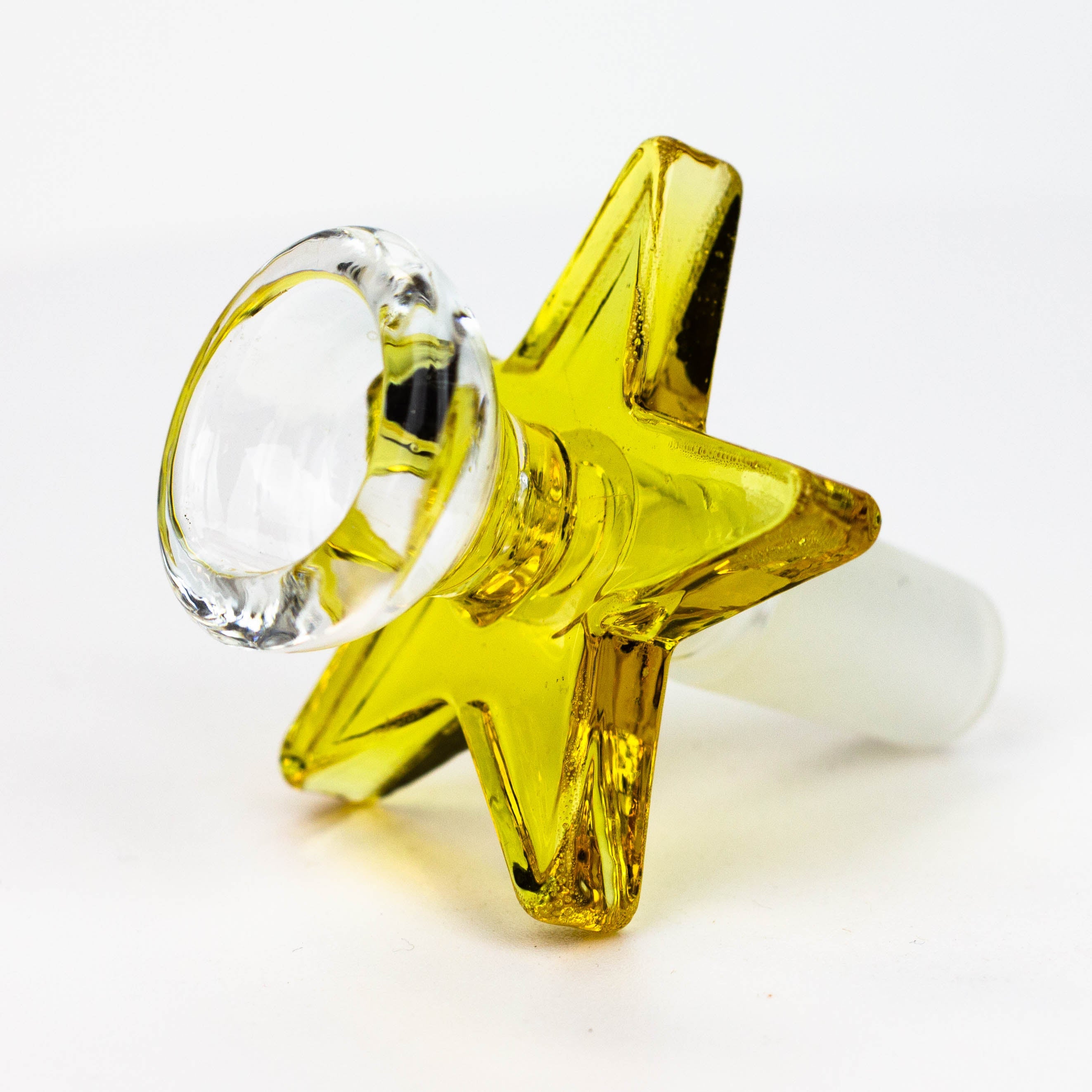 Thick glass bowl with star handle