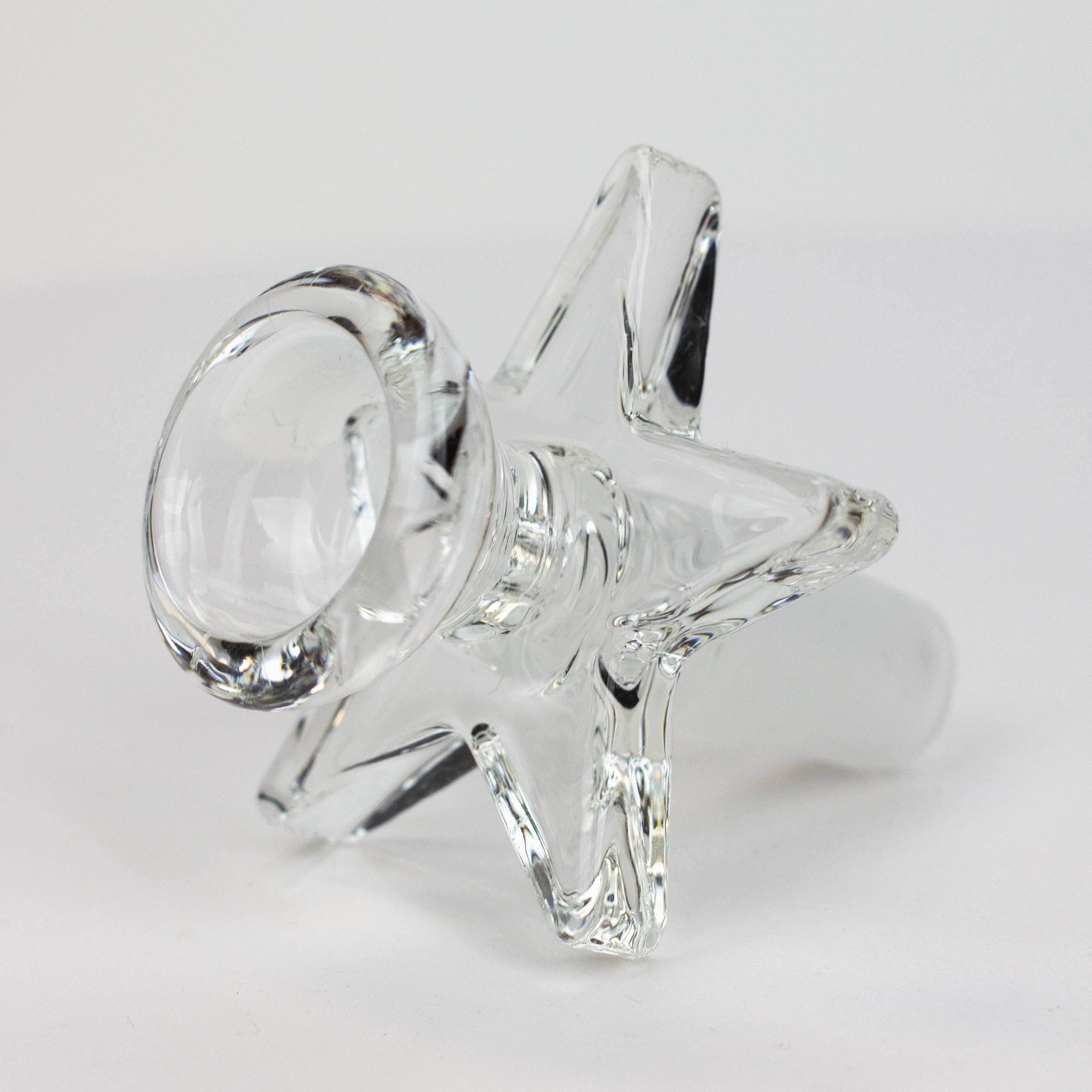Thick glass bowl with star handle