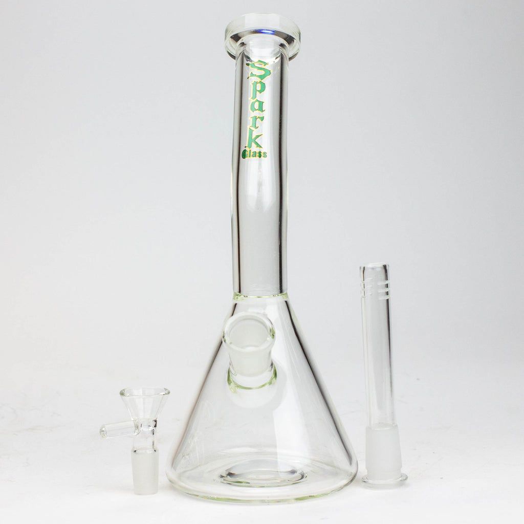 10" SPARK beaker thick glass bent neck water bong