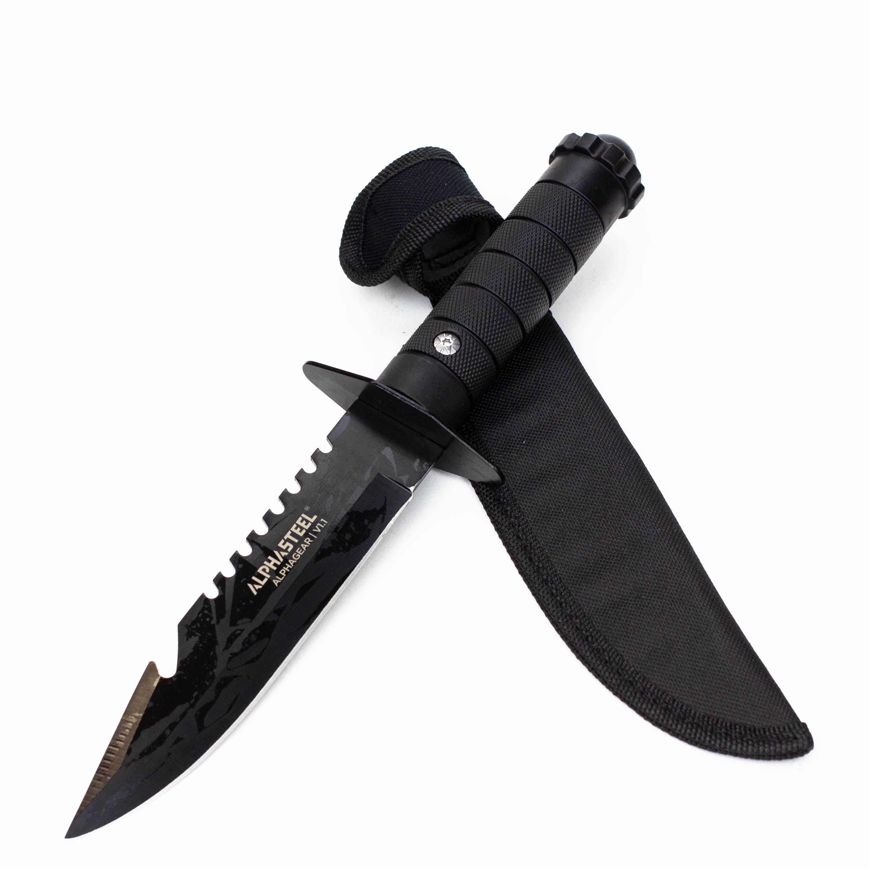 ALPHASTEEL Hunting Knife - Black Survival