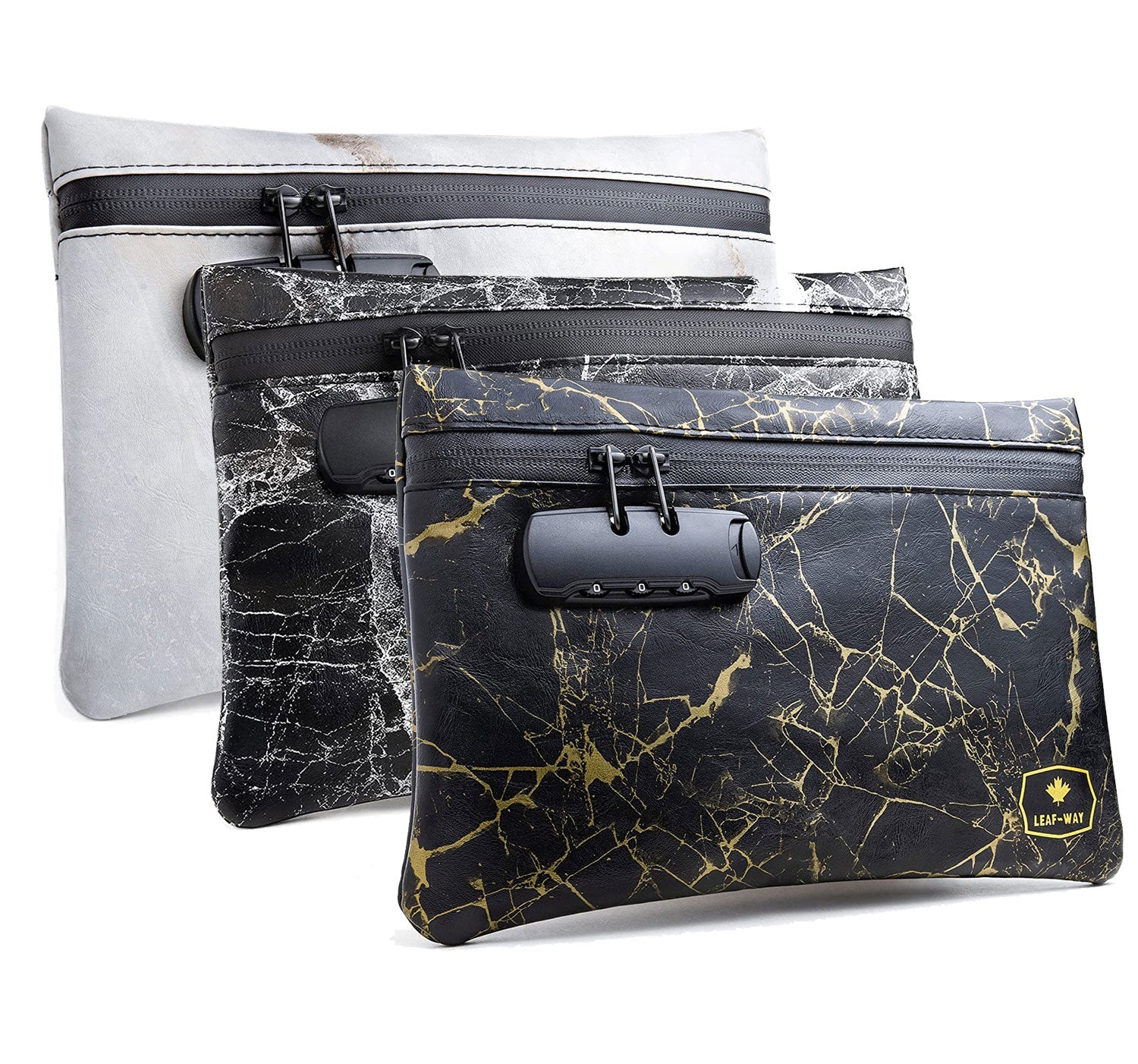 Lockable Storage Bag, Smell, Odor & Water Resistant Pouch for Travel, Cash, Money, Valuables, Medicine, Jewelry, Cosmetics, Zipper Safe with Pocket Organizer and Combo-Lock