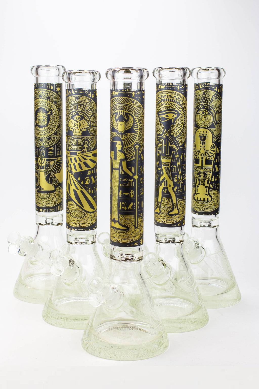 16" Egyptian Hieroglyph / 9 mm / Glow in the dark / Glass Bong  [MG22]
