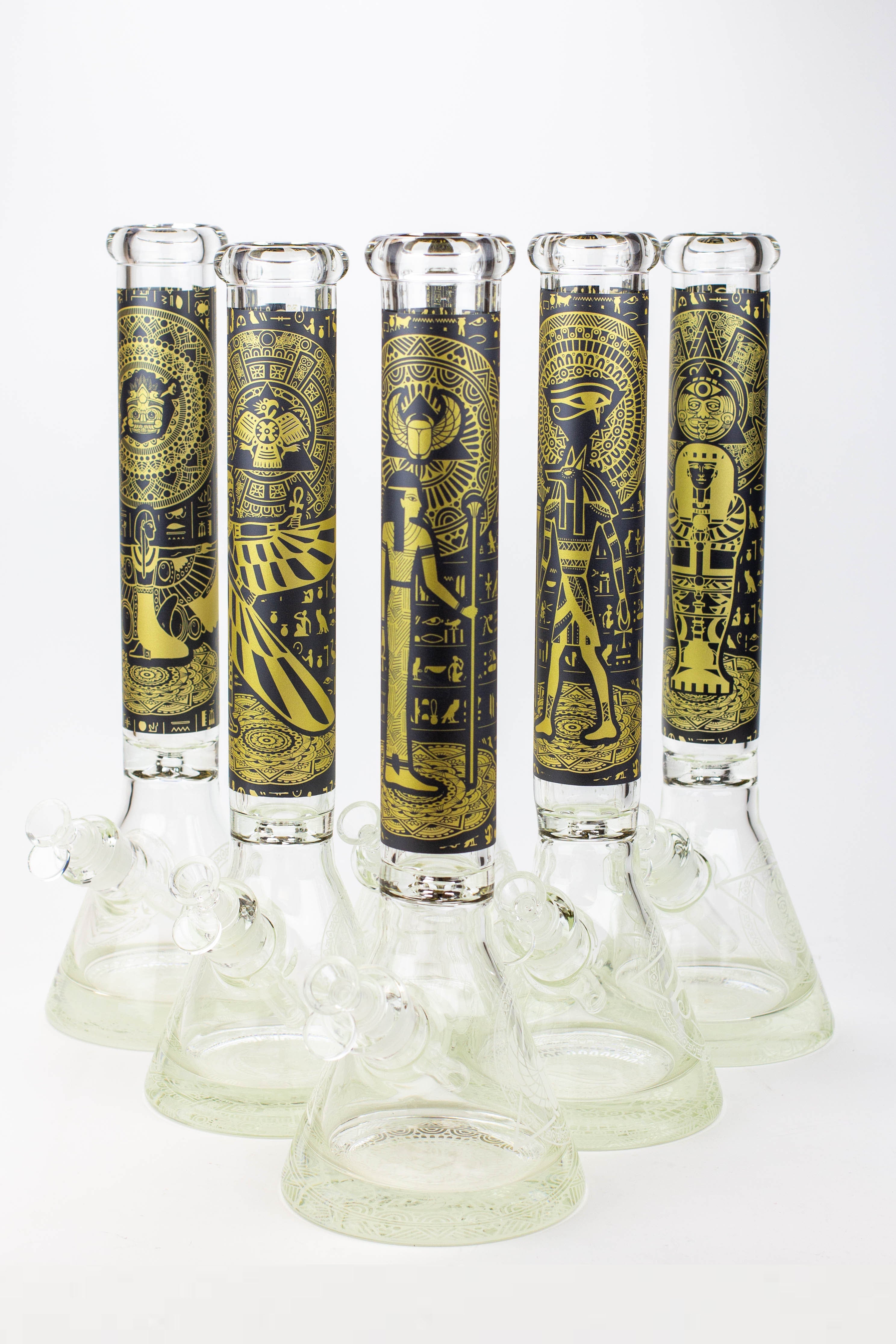 16" Egyptian Hieroglyph / 9 mm / Glow in the dark / Glass Bong  [MG22]