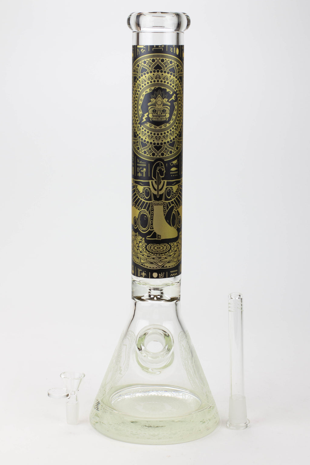 16" Egyptian Hieroglyph / 9 mm / Glow in the dark / Glass Bong  [MG22]