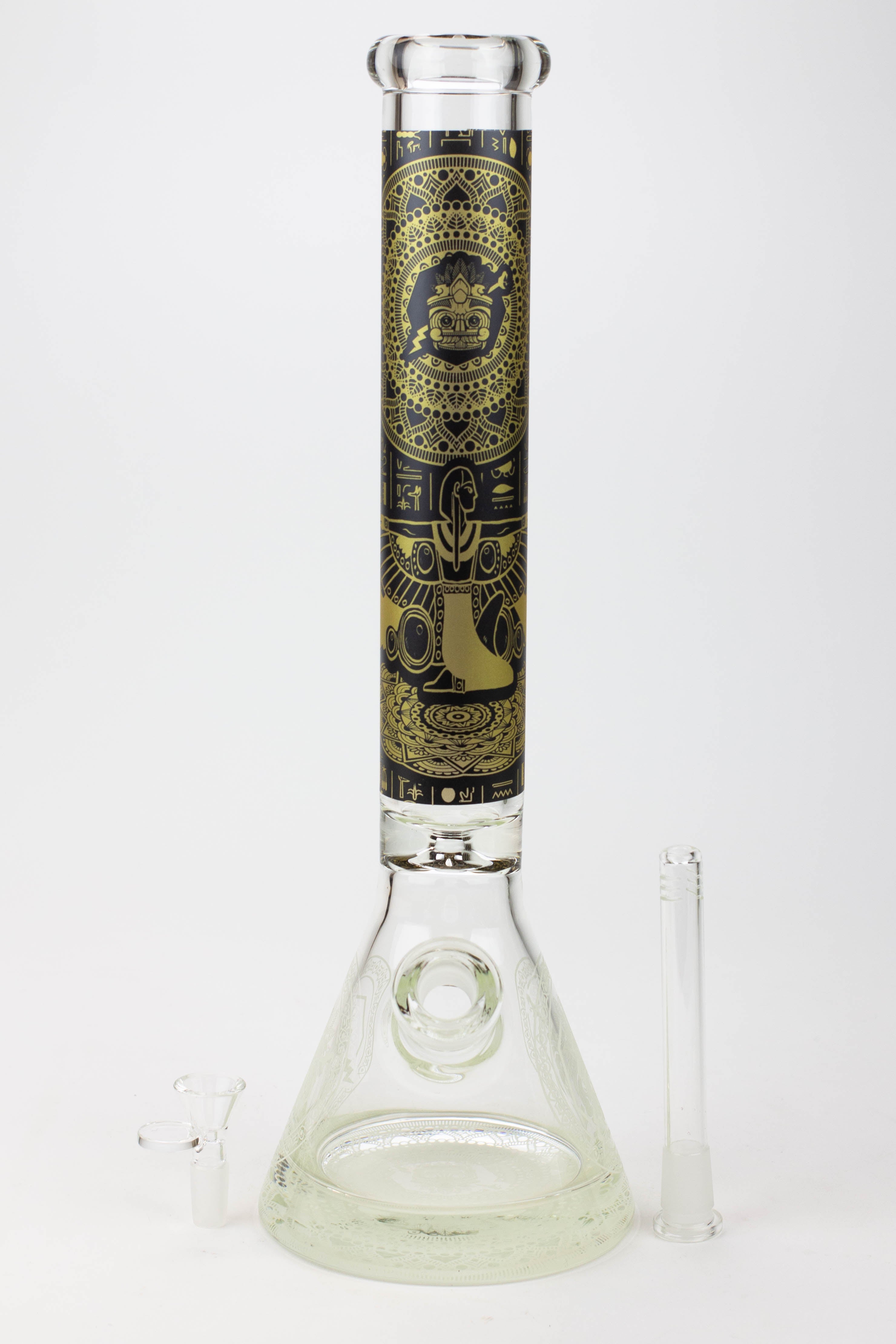16" Egyptian Hieroglyph / 9 mm / Glow in the dark / Glass Bong  [MG22]