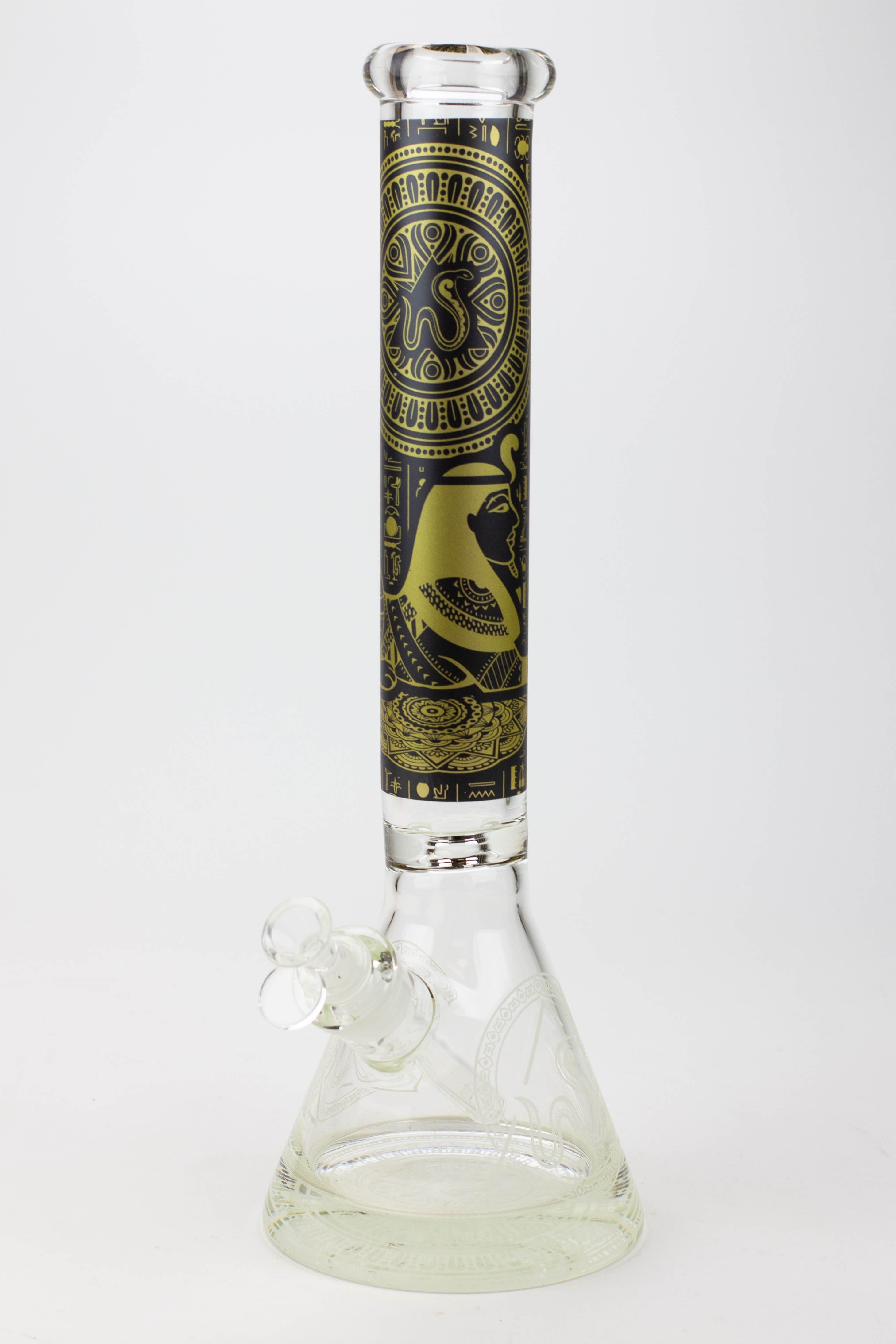 16" Egyptian Hieroglyph / 9 mm / Glow in the dark / Glass Bong  [MG22]
