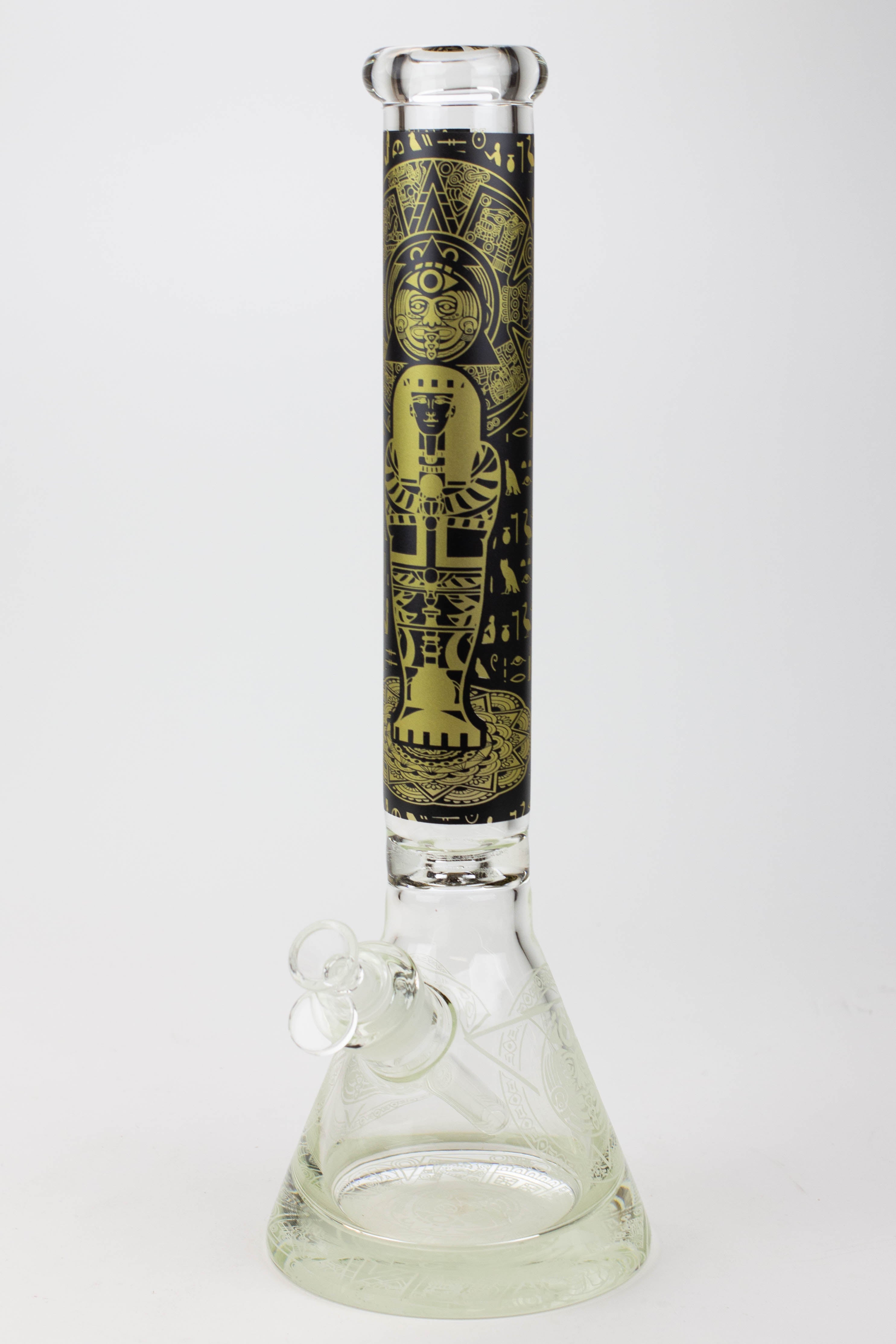 16" Egyptian Hieroglyph / 9 mm / Glow in the dark / Glass Bong  [MG22]