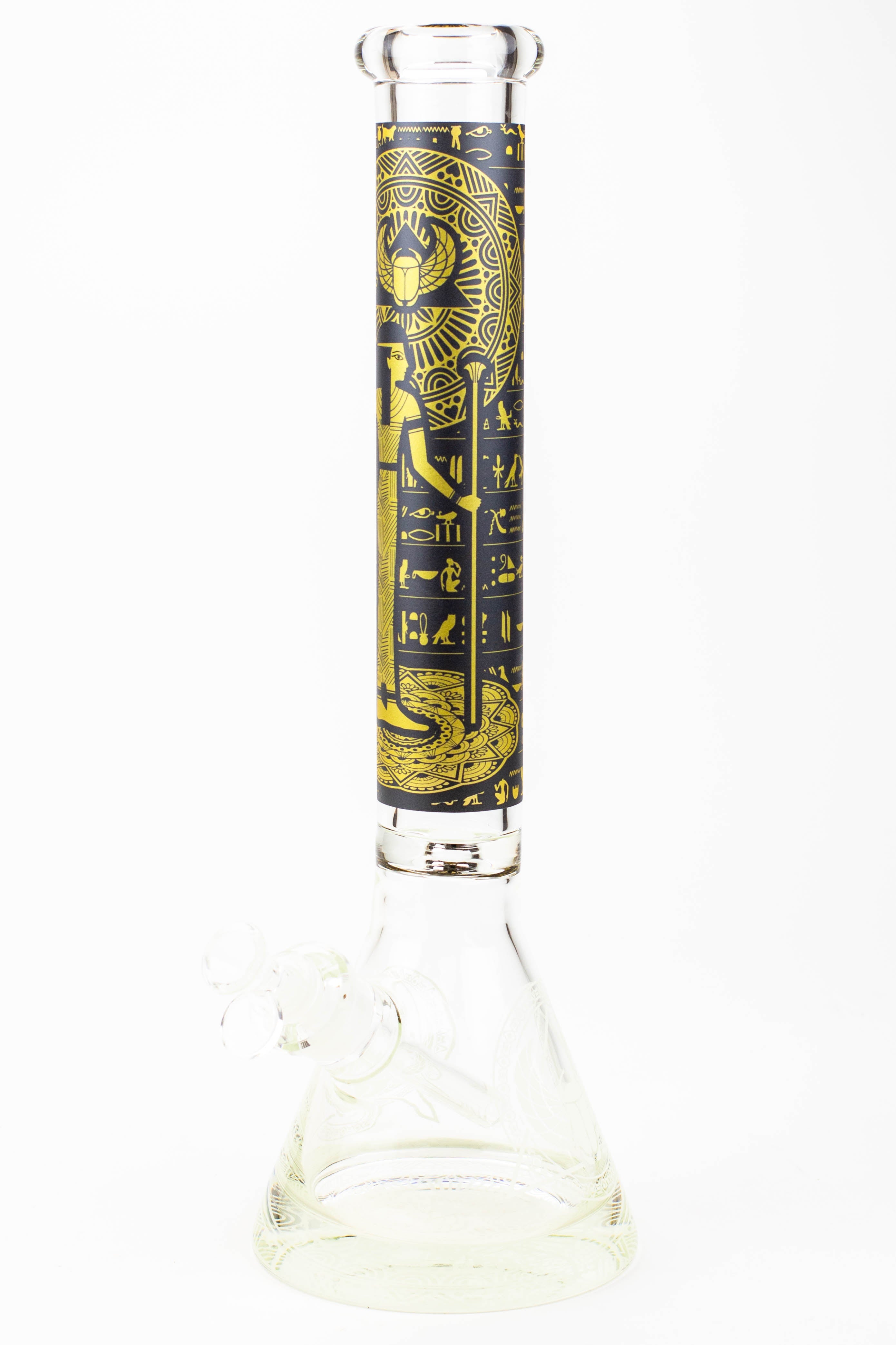 16" Egyptian Hieroglyph / 9 mm / Glow in the dark / Glass Bong  [MG22]