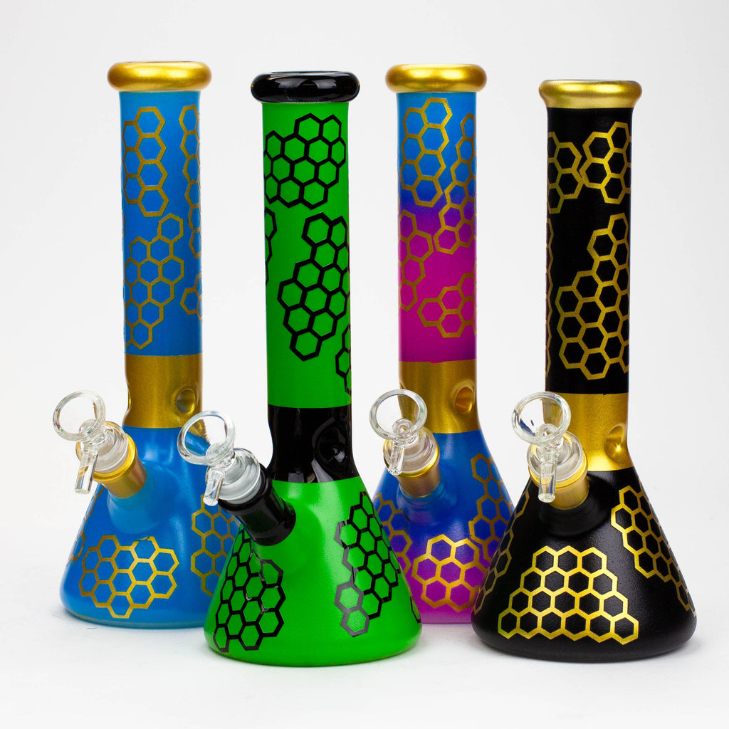 10" Honeycomb color glass water bong