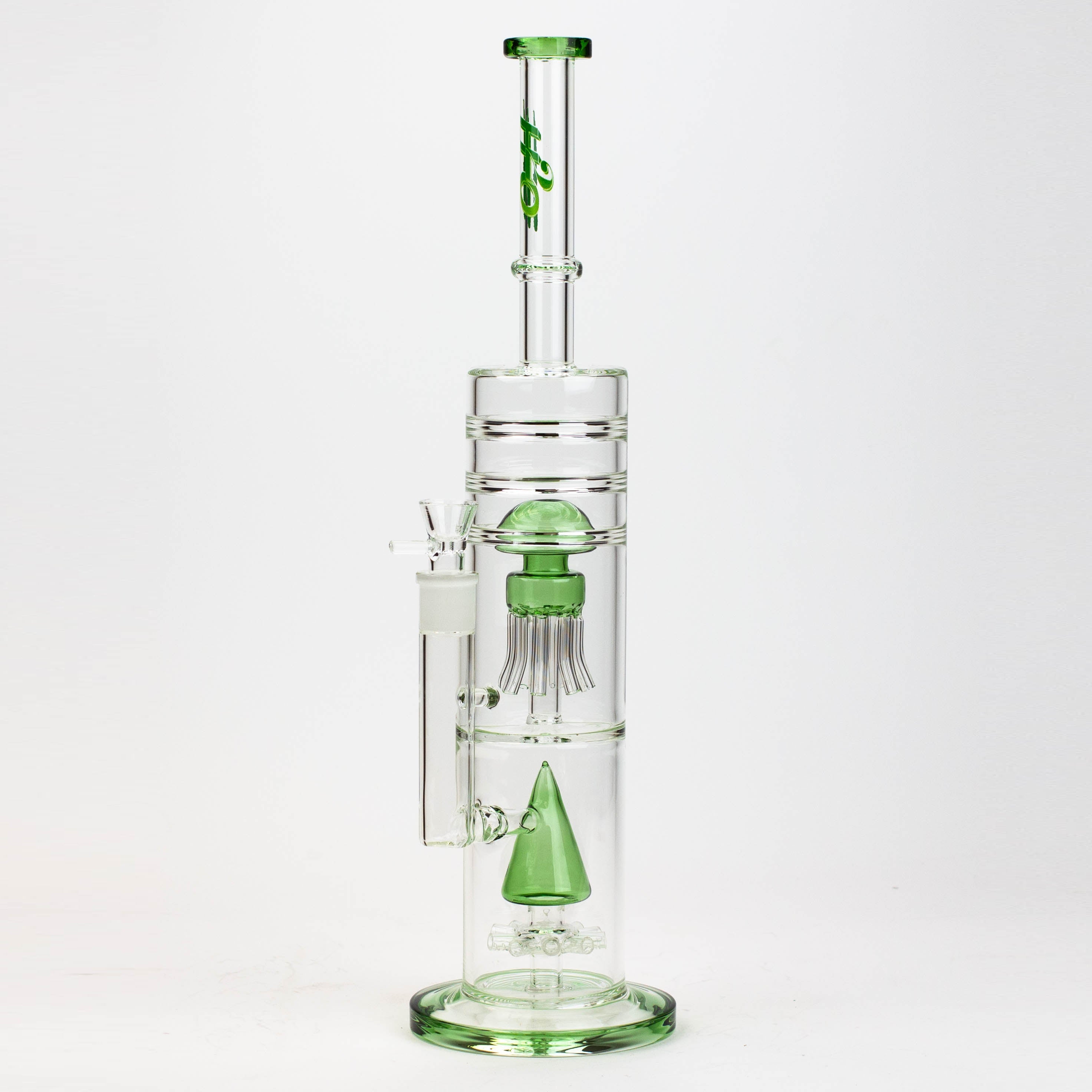 17" H2O dual diffuser glass water bong [H2O-5002]