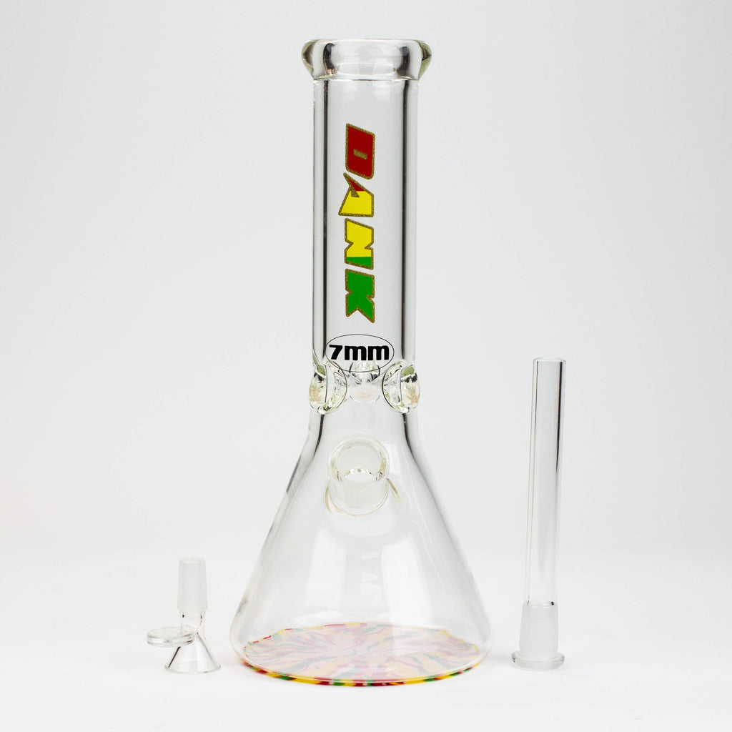 12" DANK beaker 7 mm glass bong with Colour Bottom