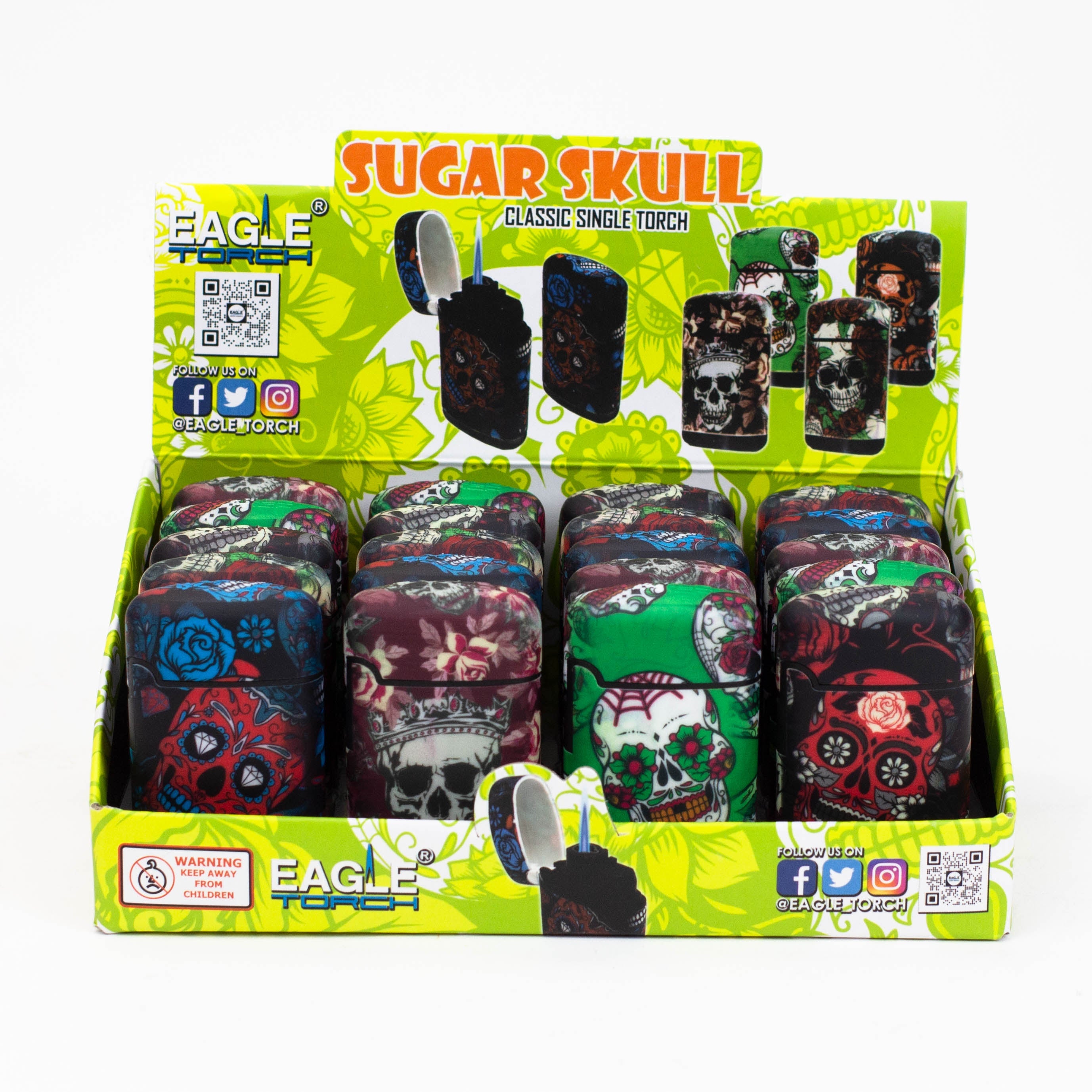 Eagle Torch-Sugar Skull Classic Single flame Torch lighter Box of 20
