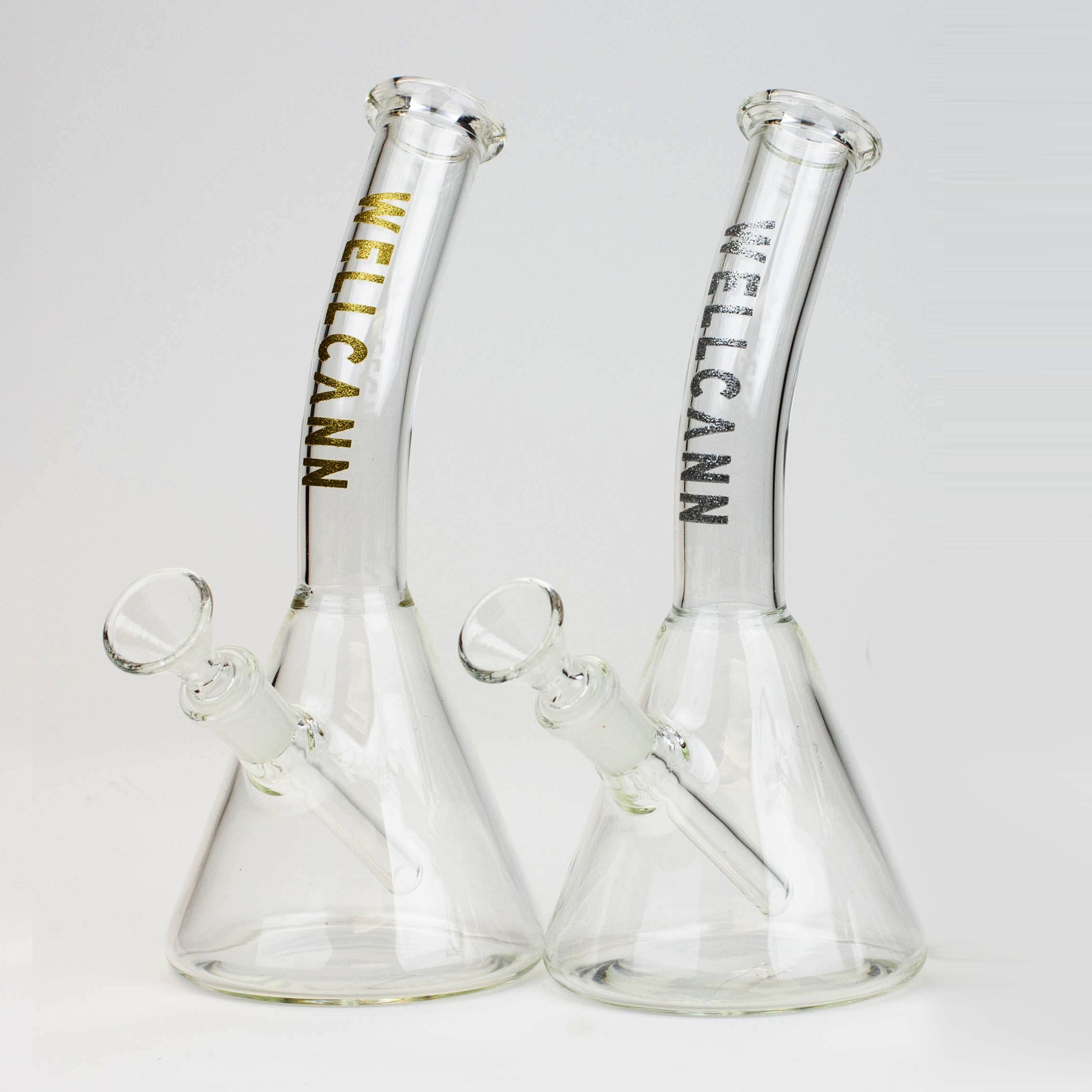 WellCann | 8" Clear Glass Beaker Bong with Bent Neck