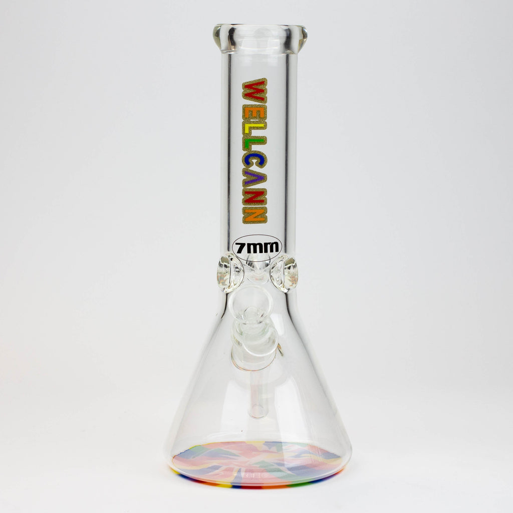 12" WellCann beaker 7 mm glass water bong with Colour Bottom