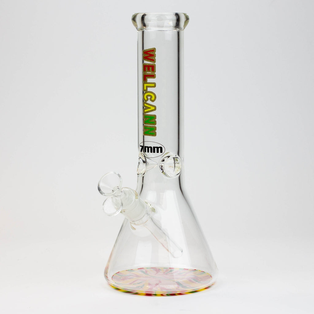 12" WellCann beaker 7 mm glass water bong with Colour Bottom
