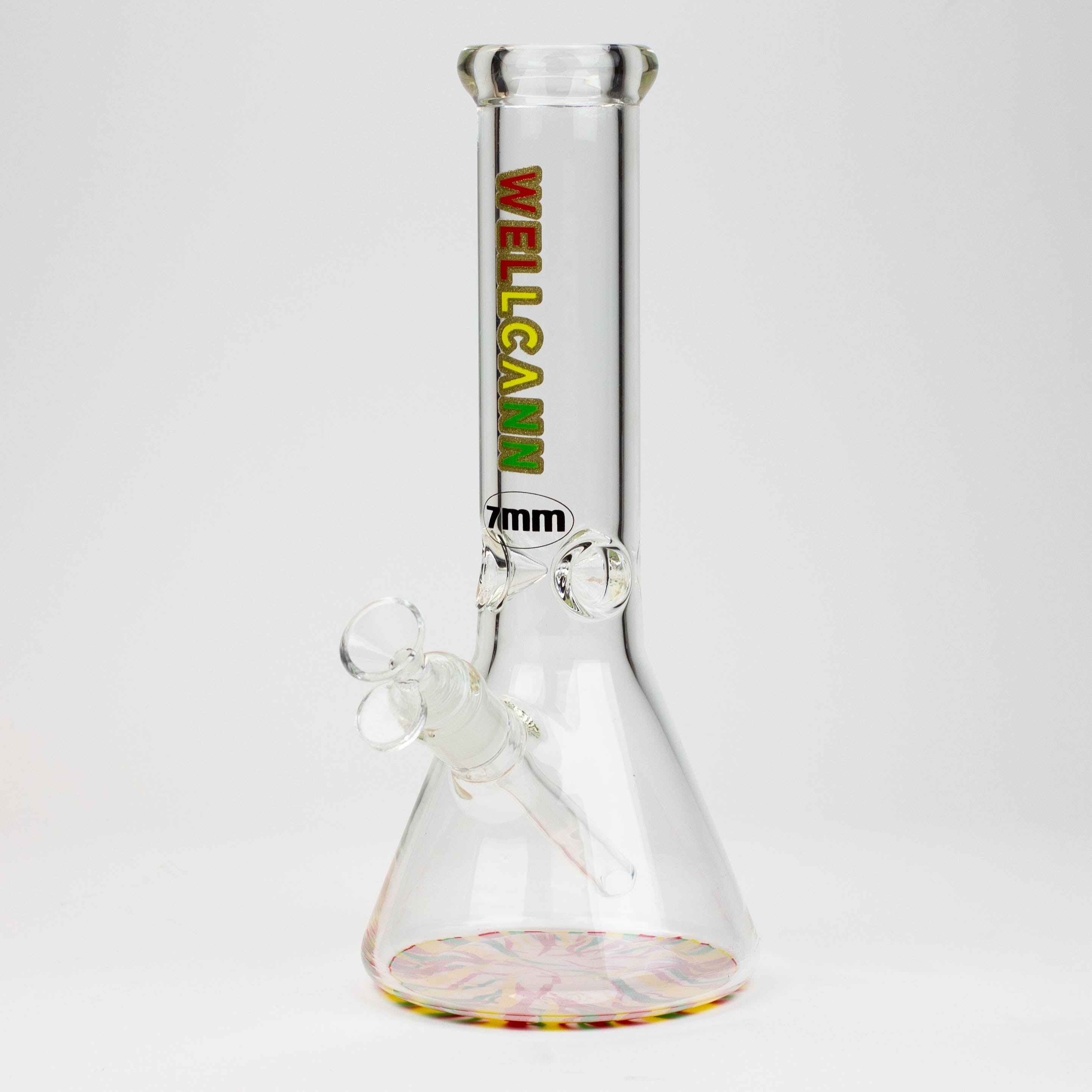 12" WellCann beaker 7 mm glass water bong with Colour Bottom