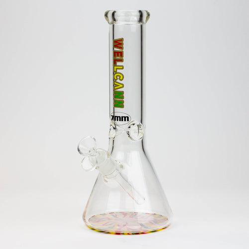 12" WellCann beaker 7 mm glass water bong with Colour Bottom