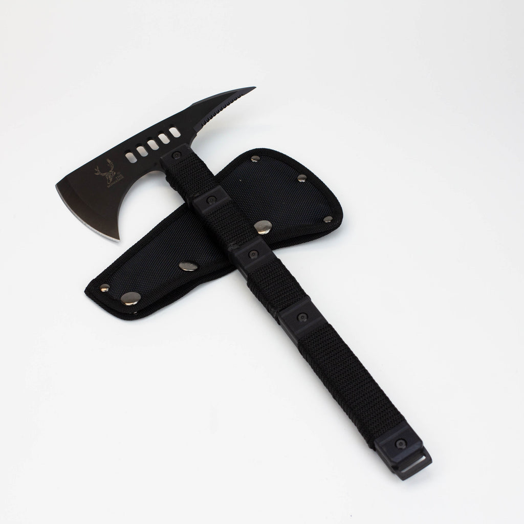 14 1/2″ The Bone Edge Tactical Axe with Sheath Black Hatchet [HK6185]