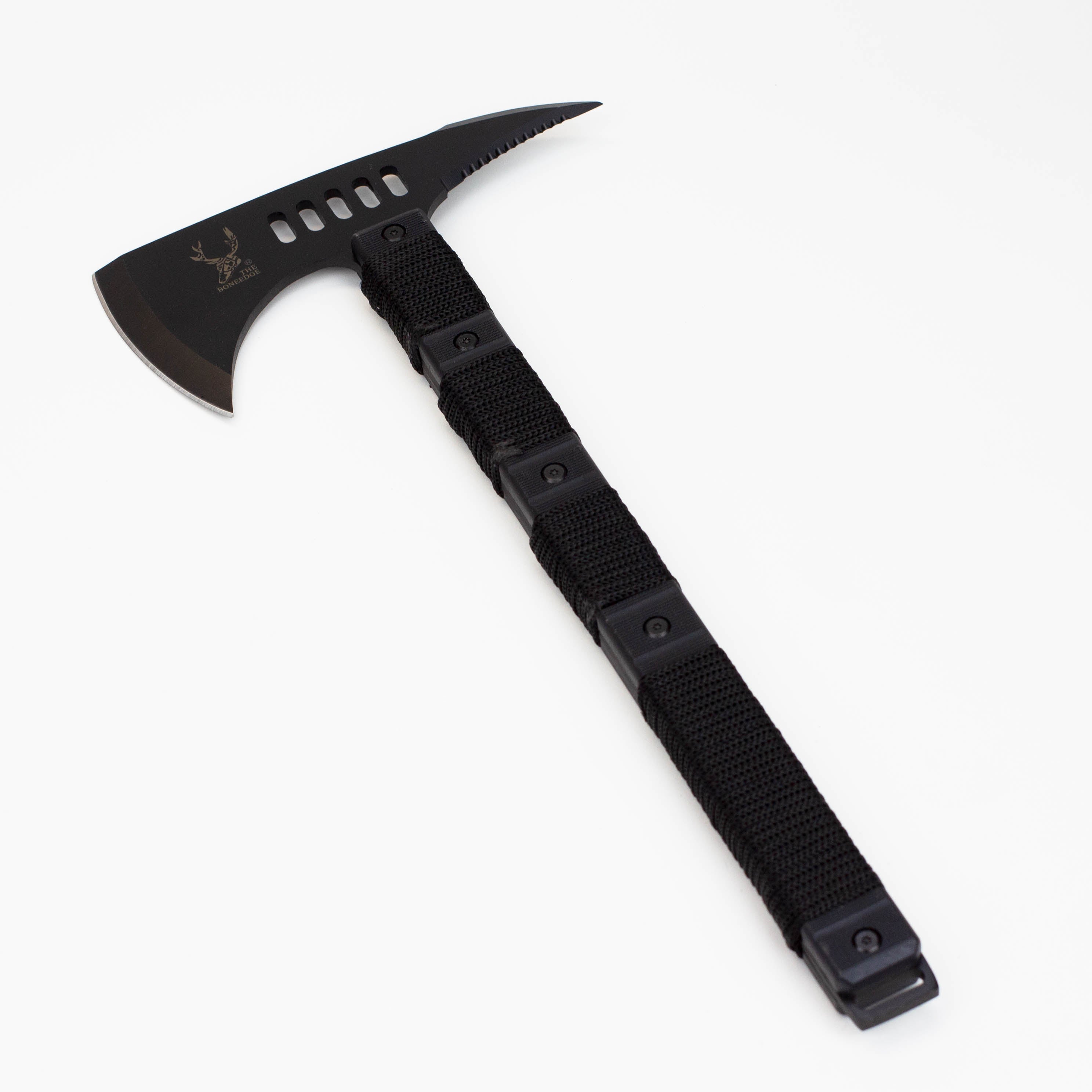 14 1/2″ The Bone Edge Tactical Axe with Sheath Black Hatchet [HK6185]