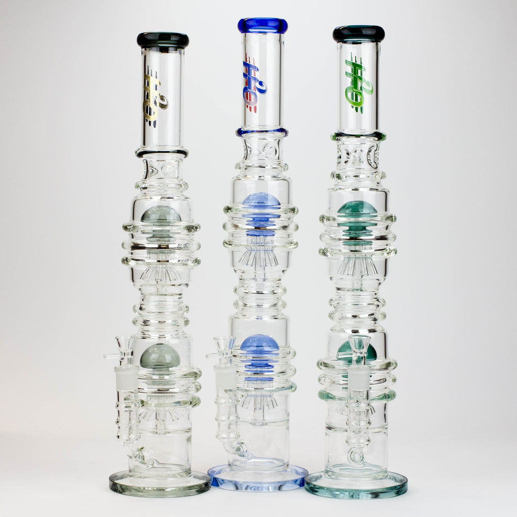 21" H2O  Dual percolator glass water bong [H2O-5004]