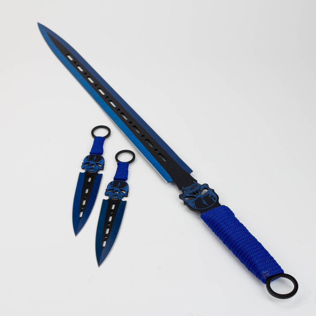 Tactical Machete Sword with Two 8″ Throwing Knives [T661085]