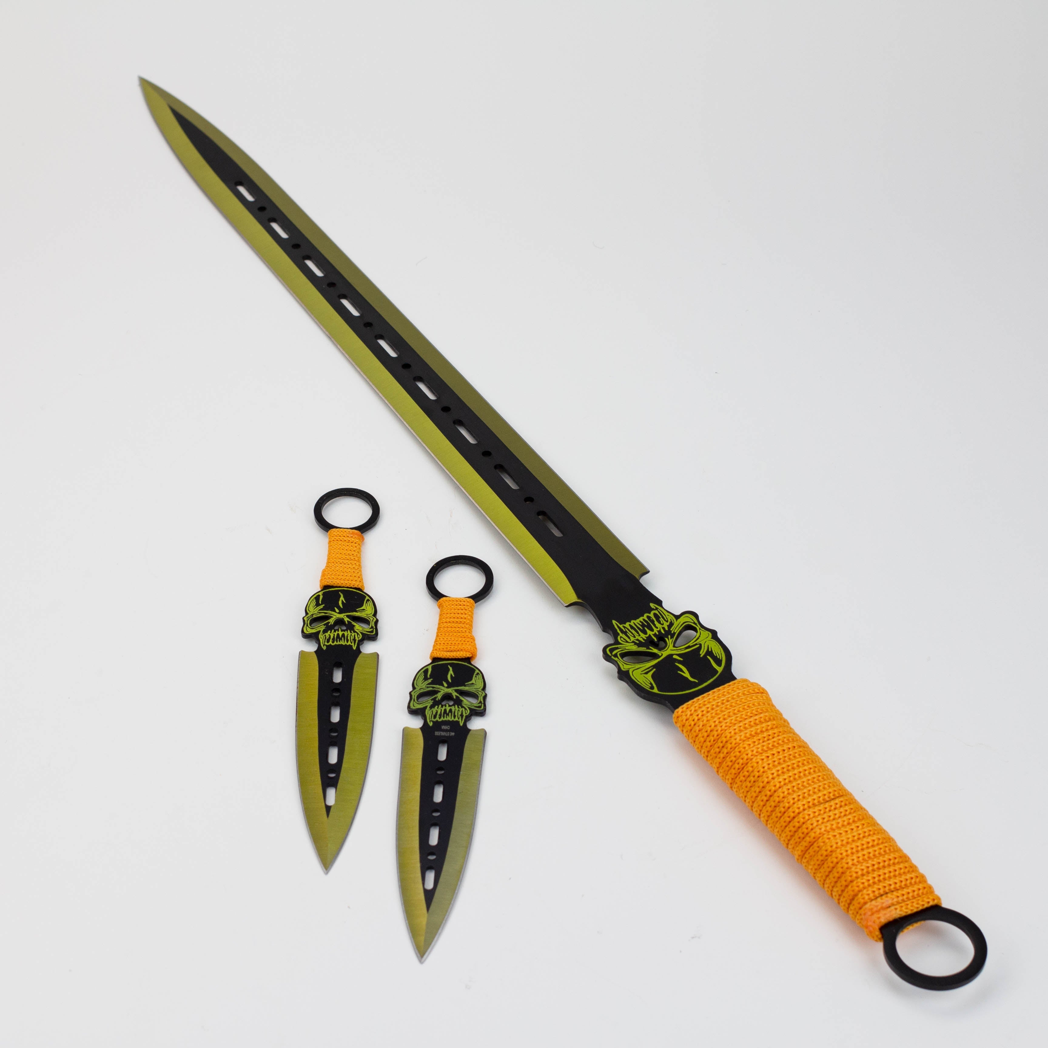 Tactical Machete Sword with Two 8″ Throwing Knives [T661085]