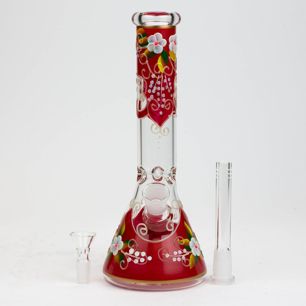 10" Glow in the dark Hand painted glass water bong