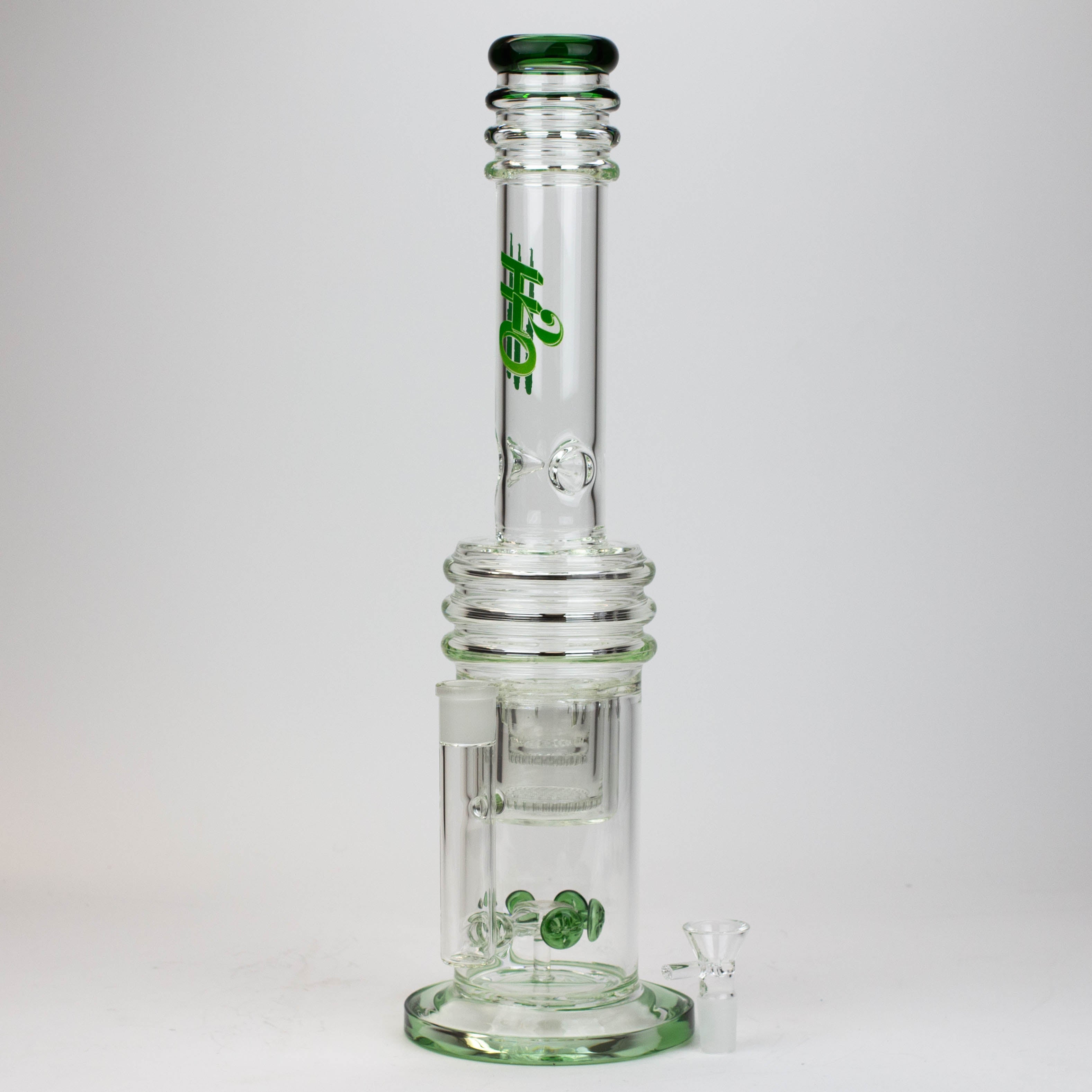 17" H2O glass water bong with double layer honeycomb [H2O-5005]