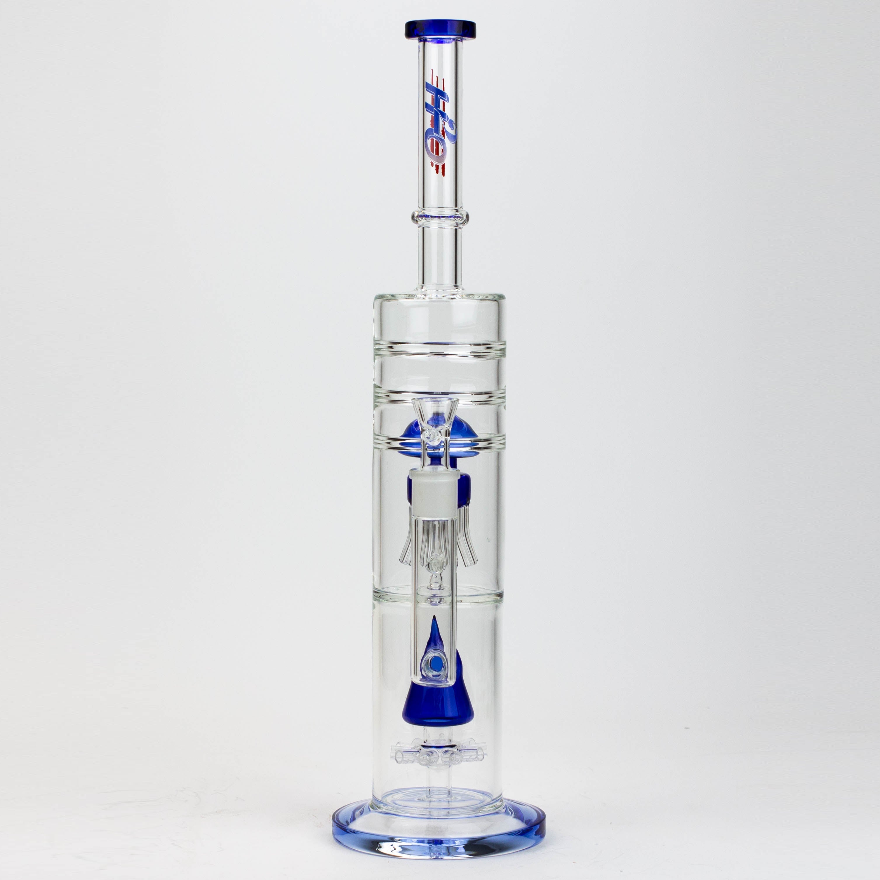 17" H2O dual diffuser glass water bong [H2O-5002]