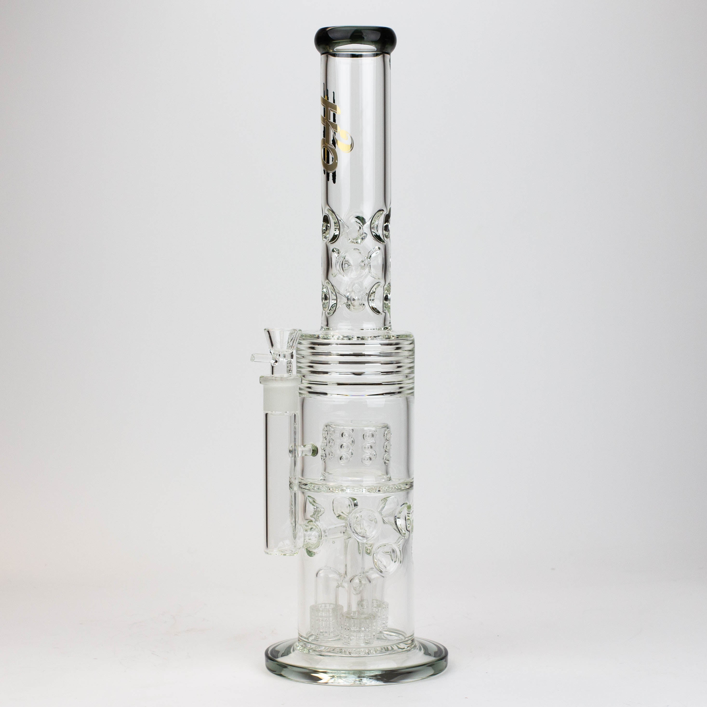 18" H2O glass water bong with triple mini shower head diffuser [H2O-5007]