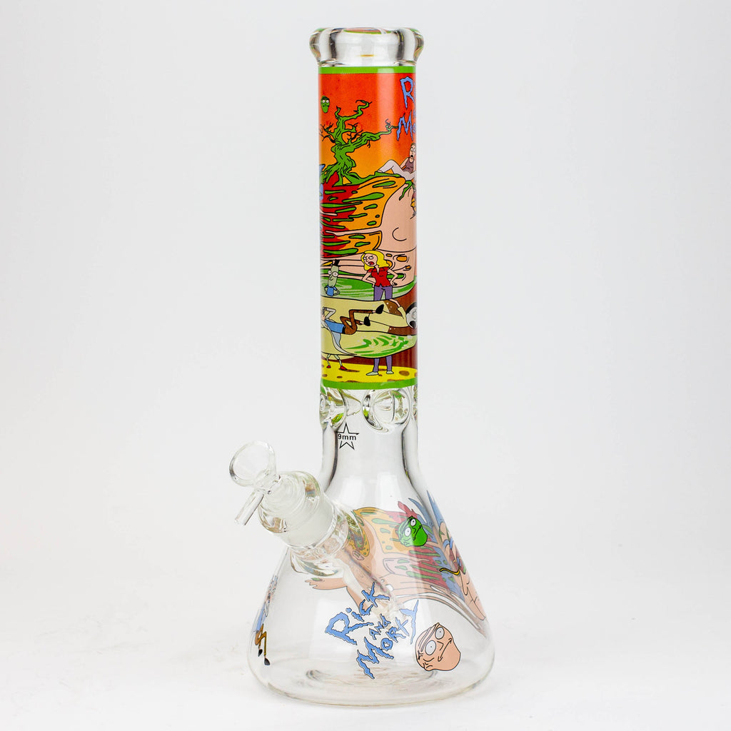 13.5" RM cartoon 9 mm glass beaker water bong