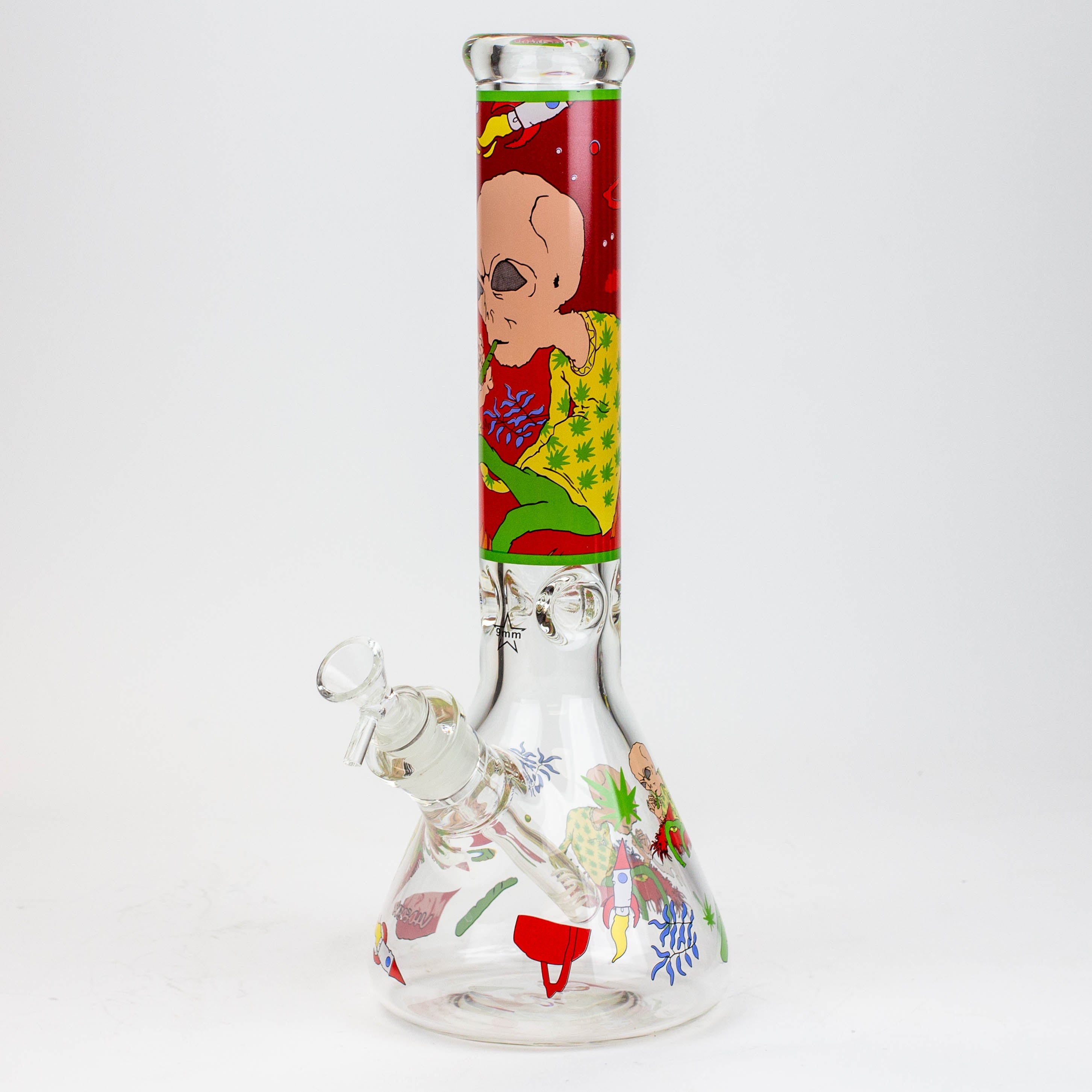 13.5" RM cartoon 9 mm glass beaker water bong