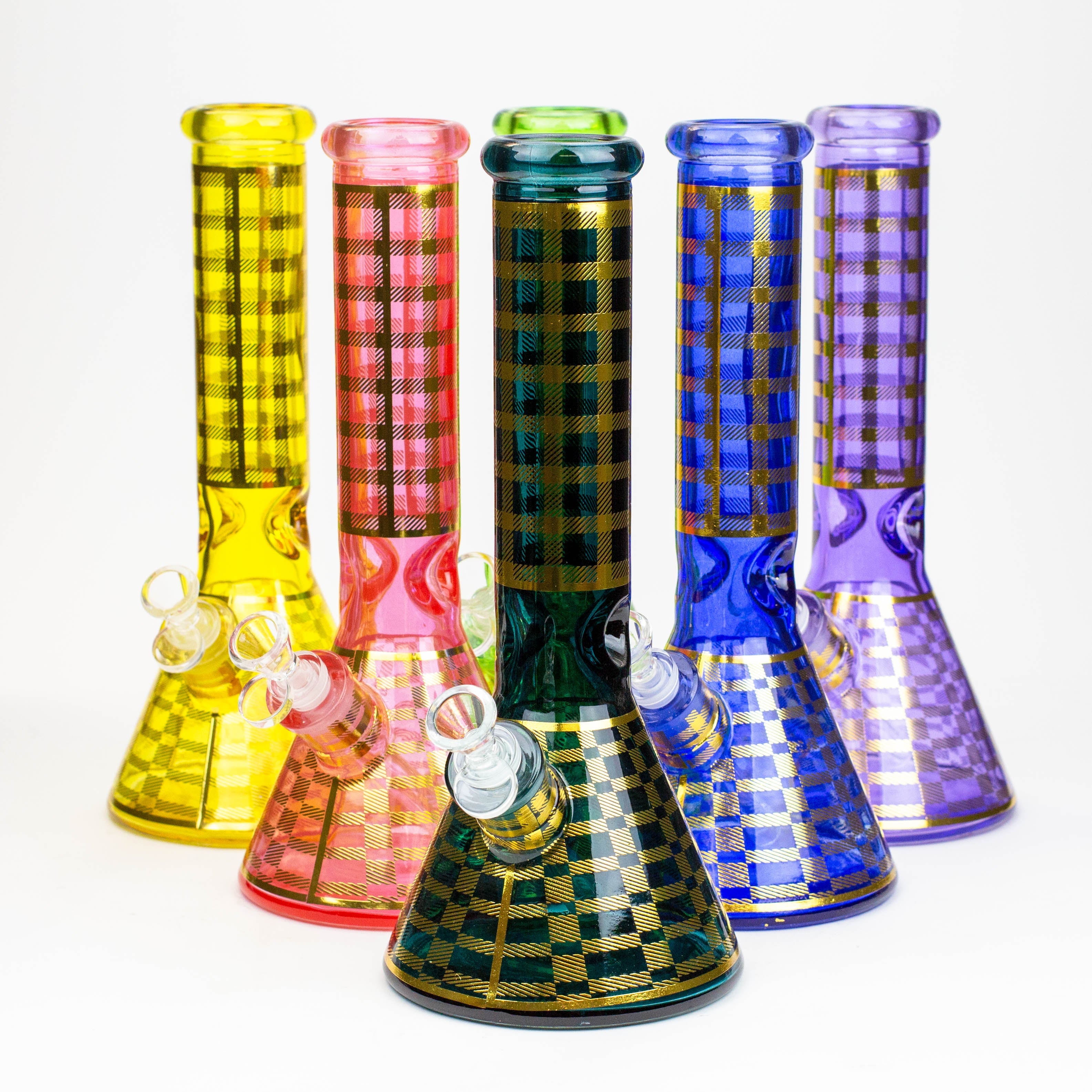 12" 7mm glass neon beaker water bong