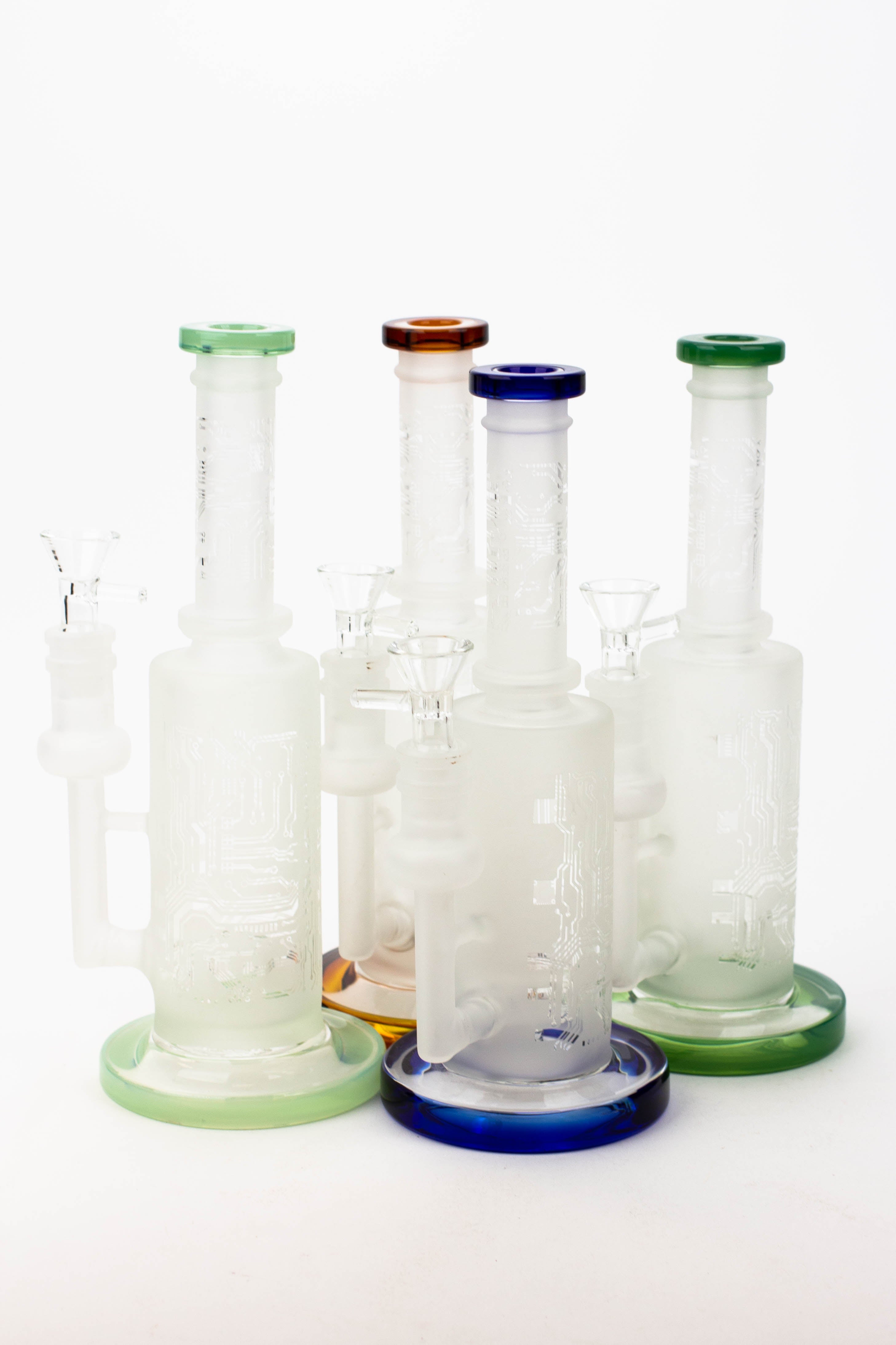9.5" Sandblasting glass water bong with tire diffuser [Q14]