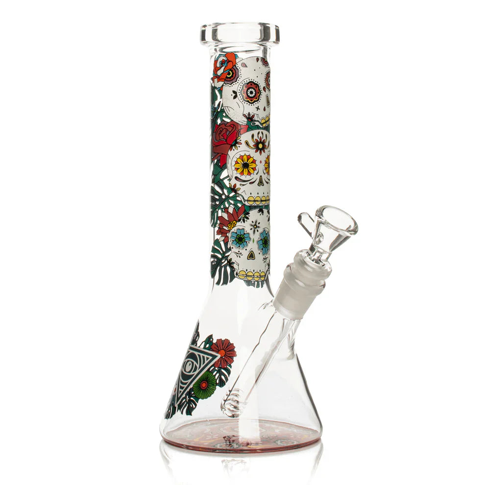 Red Eye Glass® | 10" Sugar Skull Glow-in-the-Dark Water Pipe [REG160]