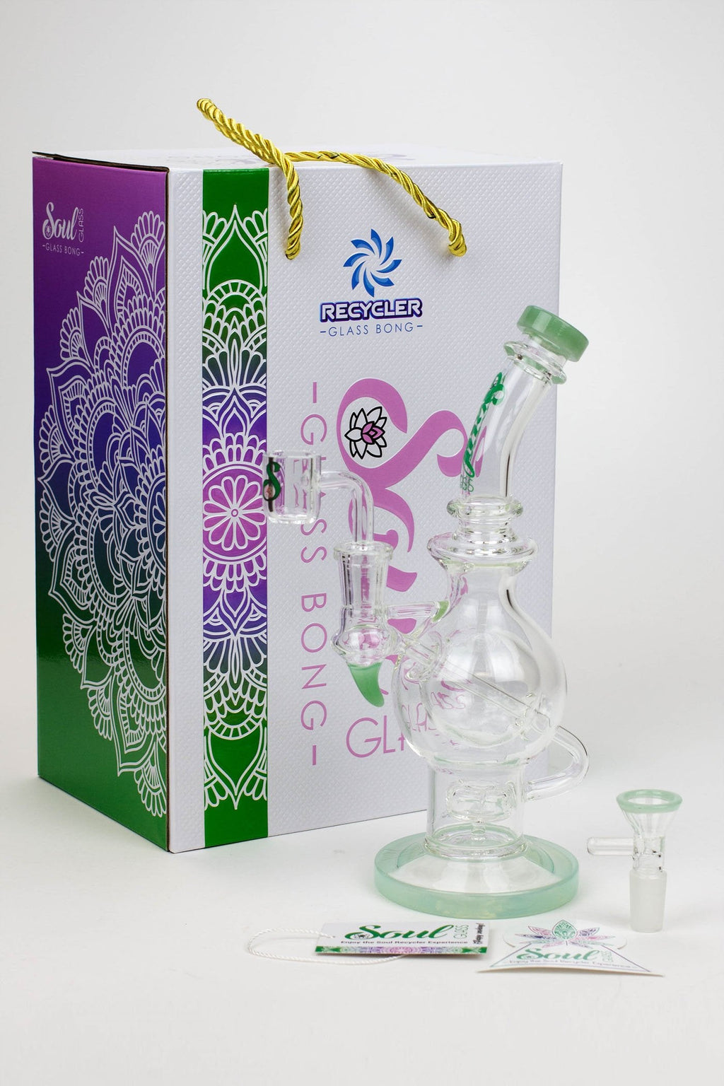 9.5" SOUL Glass 2-in-1 double glass sphere recycler