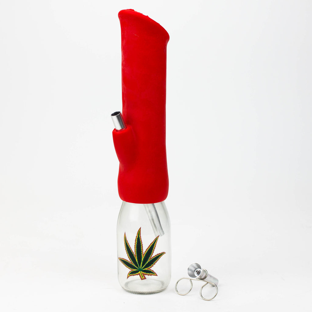 12" Silicone water bong with glass base [WP009]