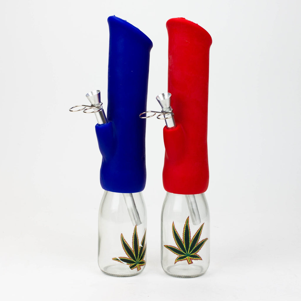 12" Silicone water bong with glass base [WP009]